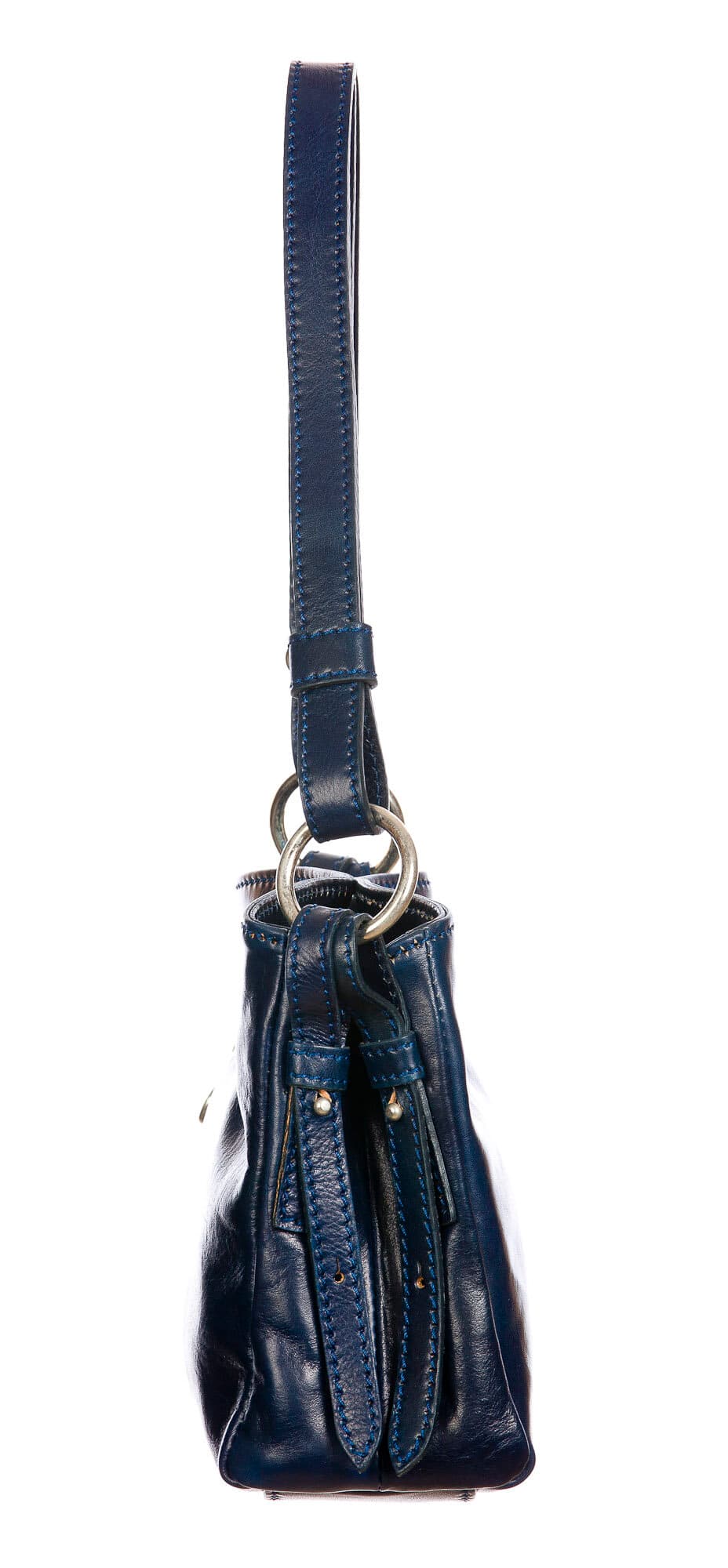 ORNELLA MINI: borsa donna a spalla in cuoio, colore : BLU, Made in Italy (Borsa)