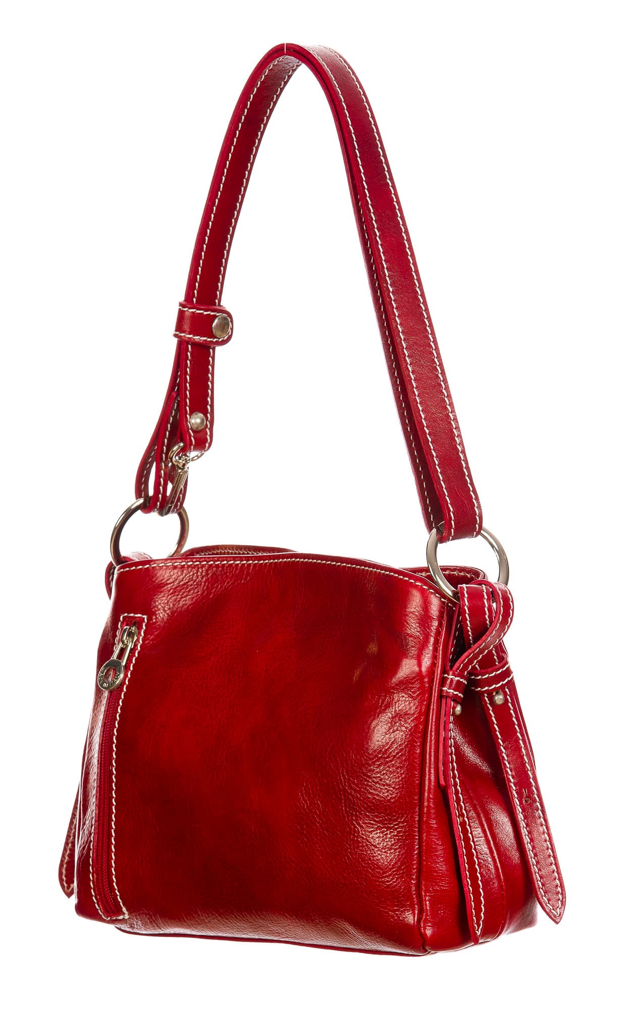 ORNELLA MINI: borsa donna a spalla in cuoio, colore : ROSSO, Made in Italy (Borsa)