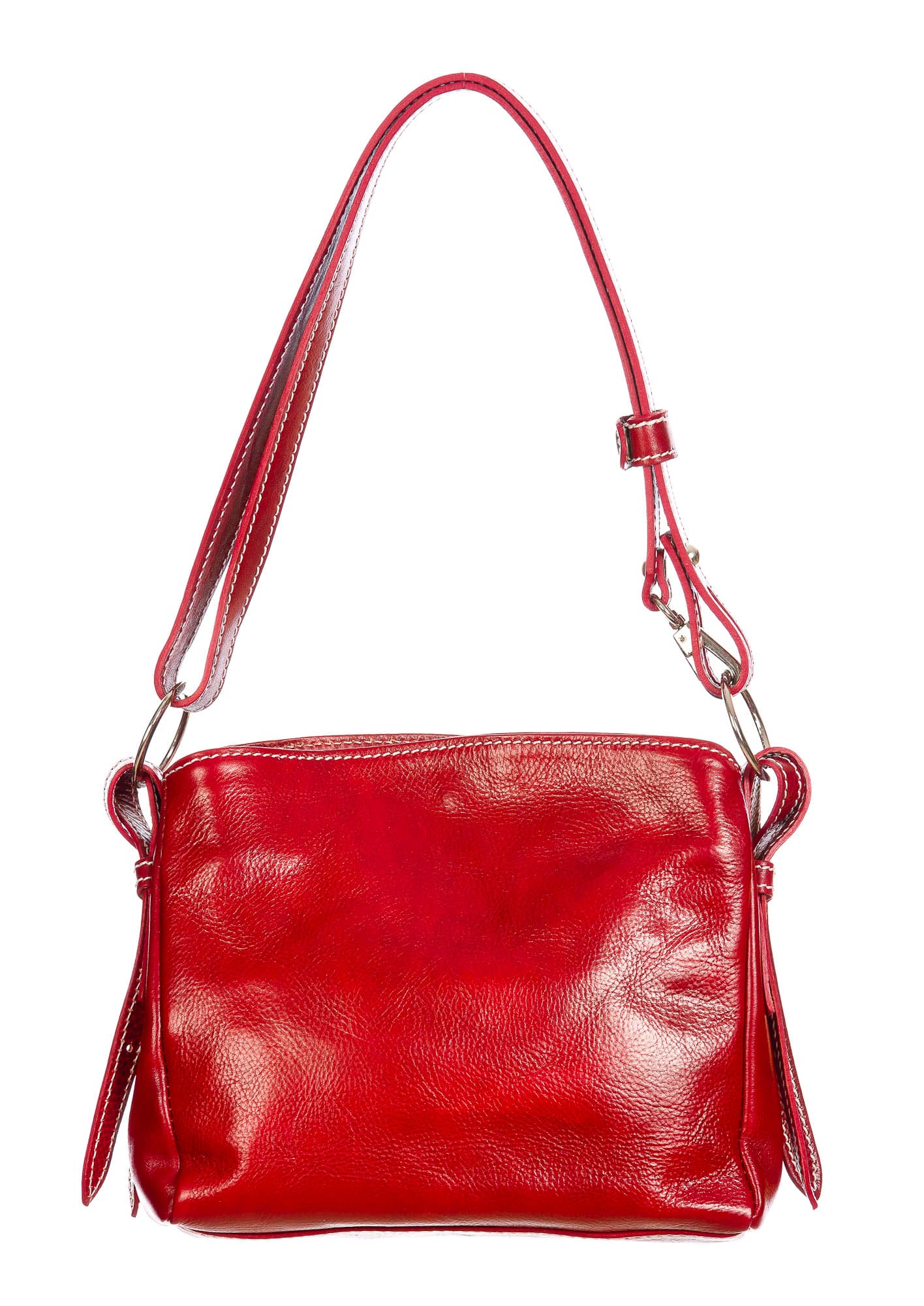 ORNELLA MINI: borsa donna a spalla in cuoio, colore : ROSSO, Made in Italy (Borsa)