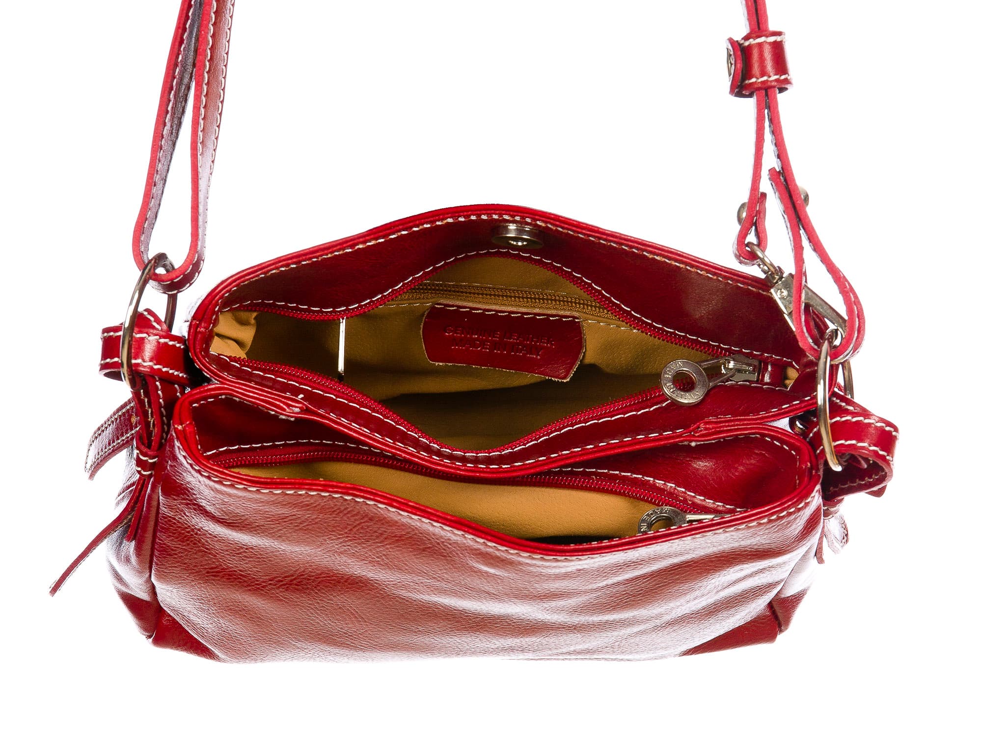 ORNELLA MINI: borsa donna a spalla in cuoio, colore : ROSSO, Made in Italy (Borsa)
