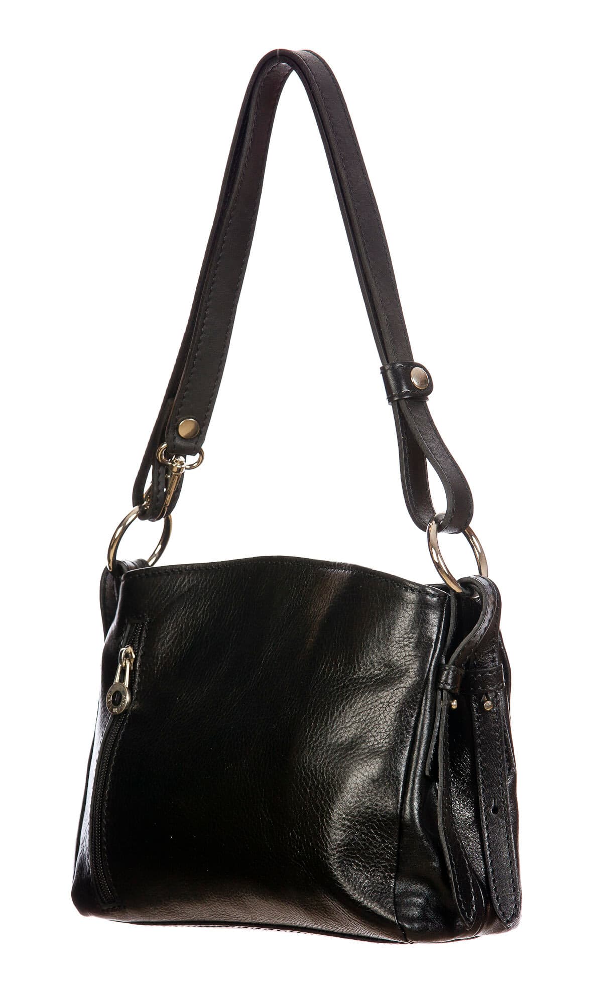 ORNELLA MINI: borsa donna a spalla in cuoio, colore : NERO, Made in Italy (Borsa)