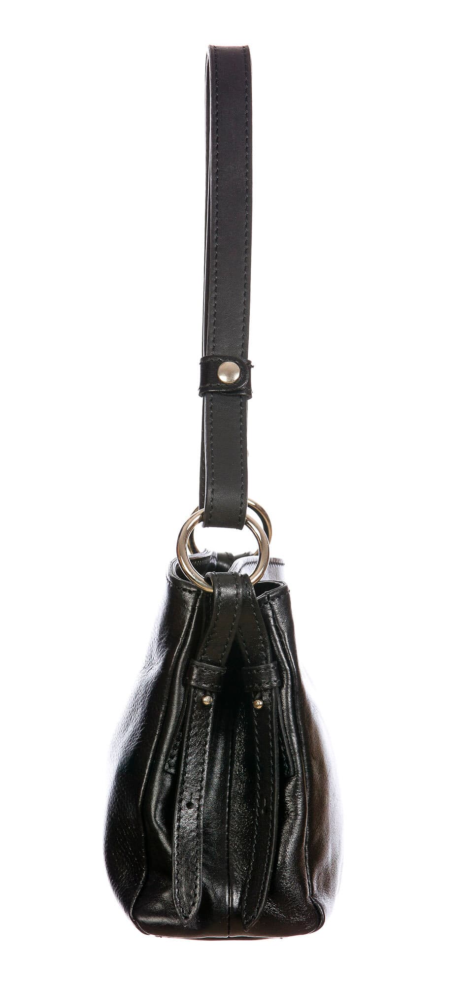 ORNELLA MINI: borsa donna a spalla in cuoio, colore : NERO, Made in Italy (Borsa)