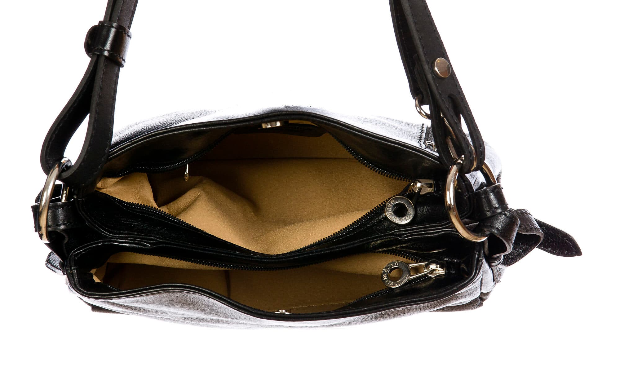 ORNELLA MINI: borsa donna a spalla in cuoio, colore : NERO, Made in Italy (Borsa)