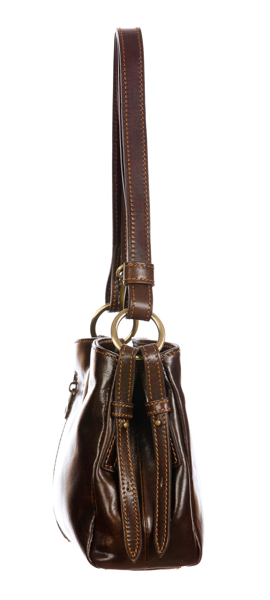 ORNELLA MINI: borsa donna a spalla in cuoio, colore : TESTAMORO, Made in Italy (Borsa)