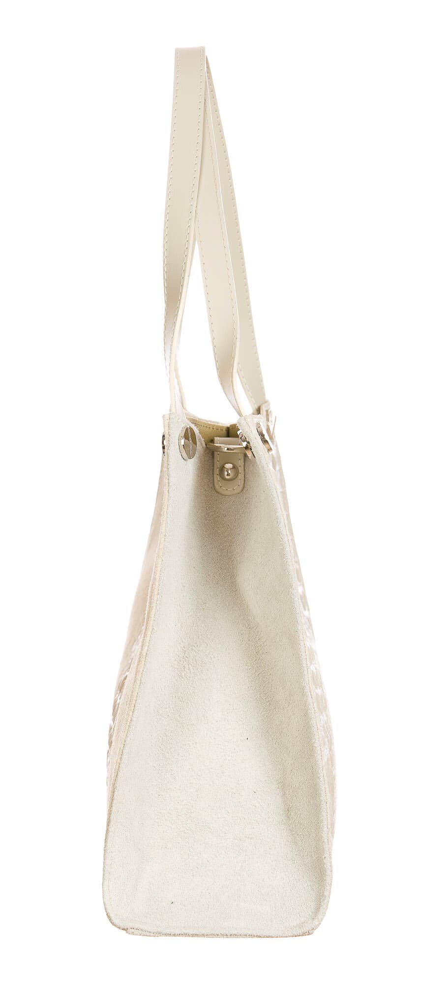 CORINNE: borsa donna a spalla, semirigida, pelle morbida, colore: BEIGE CHIARO, Made in Italy (Borsa)