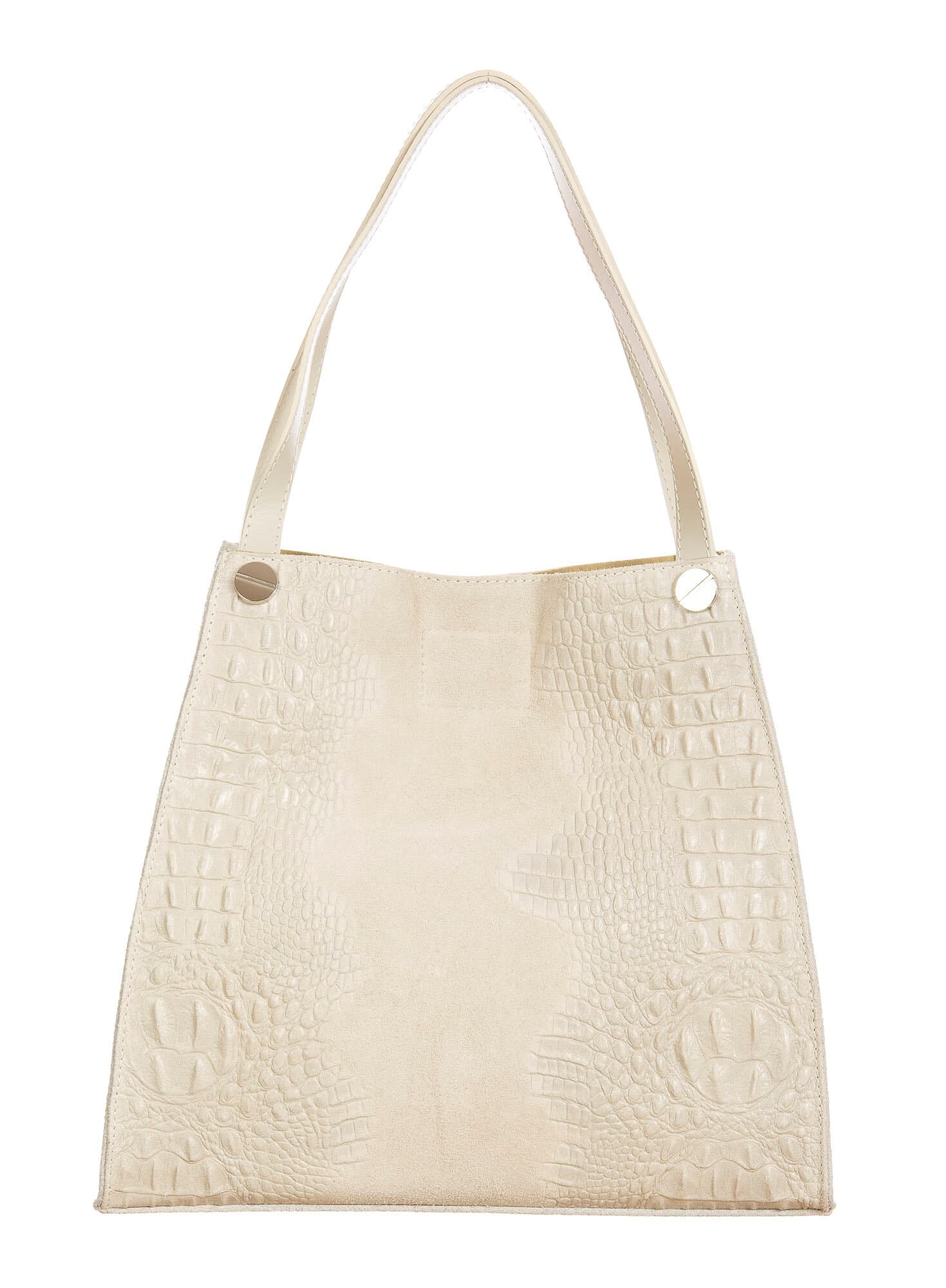 CORINNE: borsa donna a spalla, semirigida, pelle morbida, colore: BEIGE CHIARO, Made in Italy (Borsa)