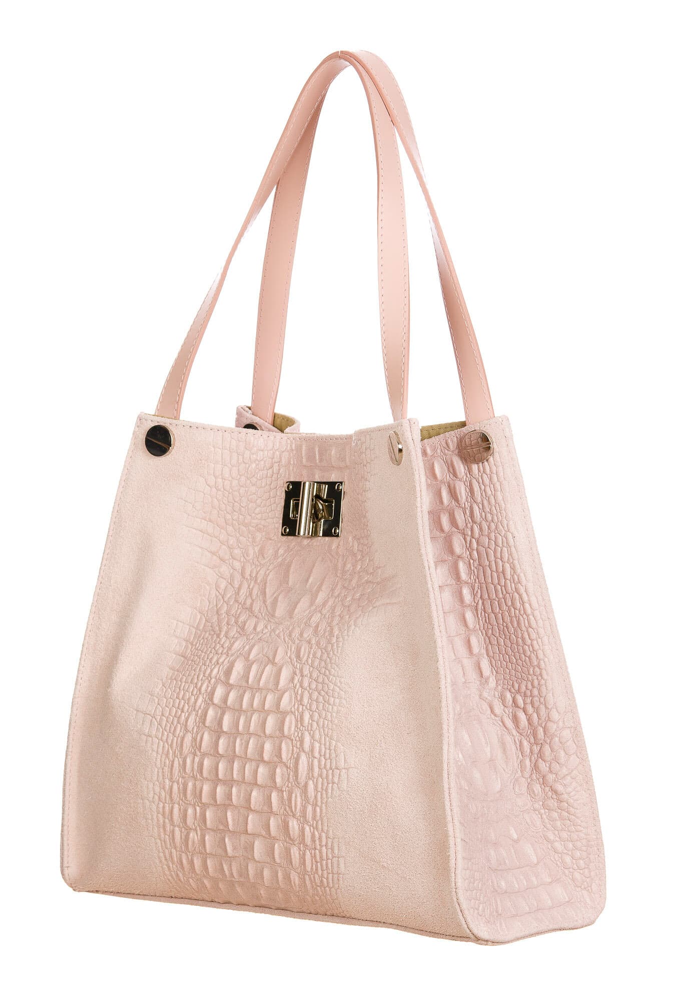 CORINNE: borsa donna a spalla, semirigida, pelle morbida, colore: ROSA, Made in Italy (Borsa)