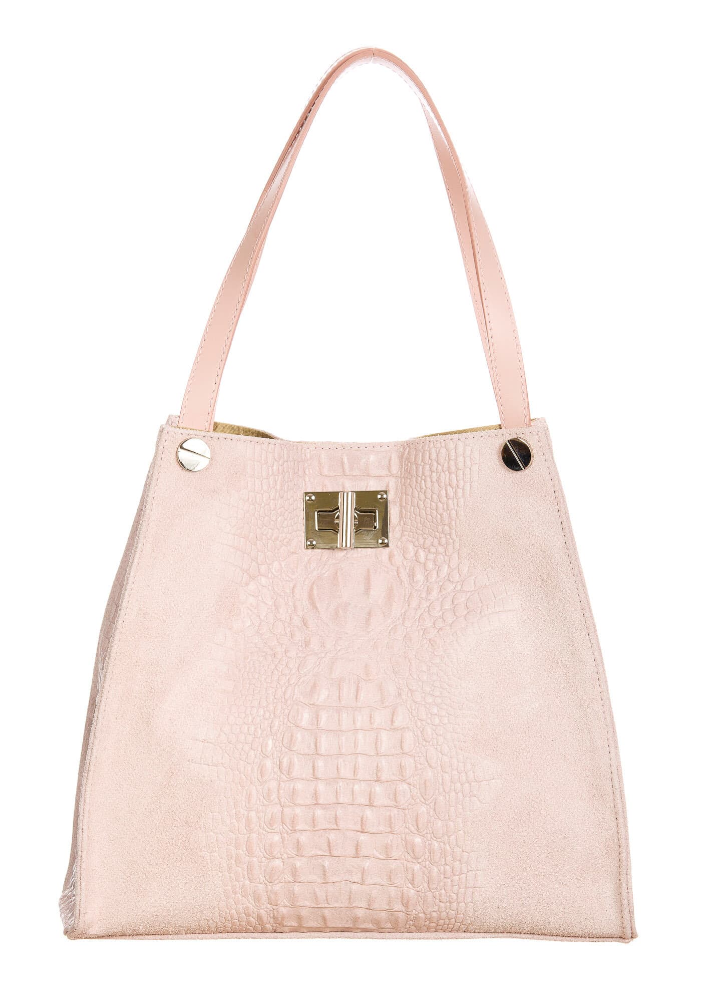 CORINNE: borsa donna a spalla, semirigida, pelle morbida, colore: ROSA, Made in Italy (Borsa)
