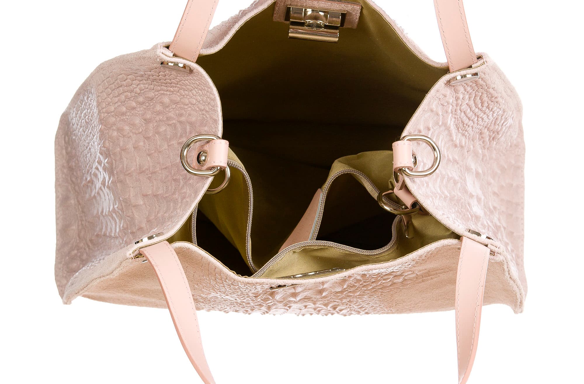 CORINNE: borsa donna a spalla, semirigida, pelle morbida, colore: ROSA, Made in Italy (Borsa)