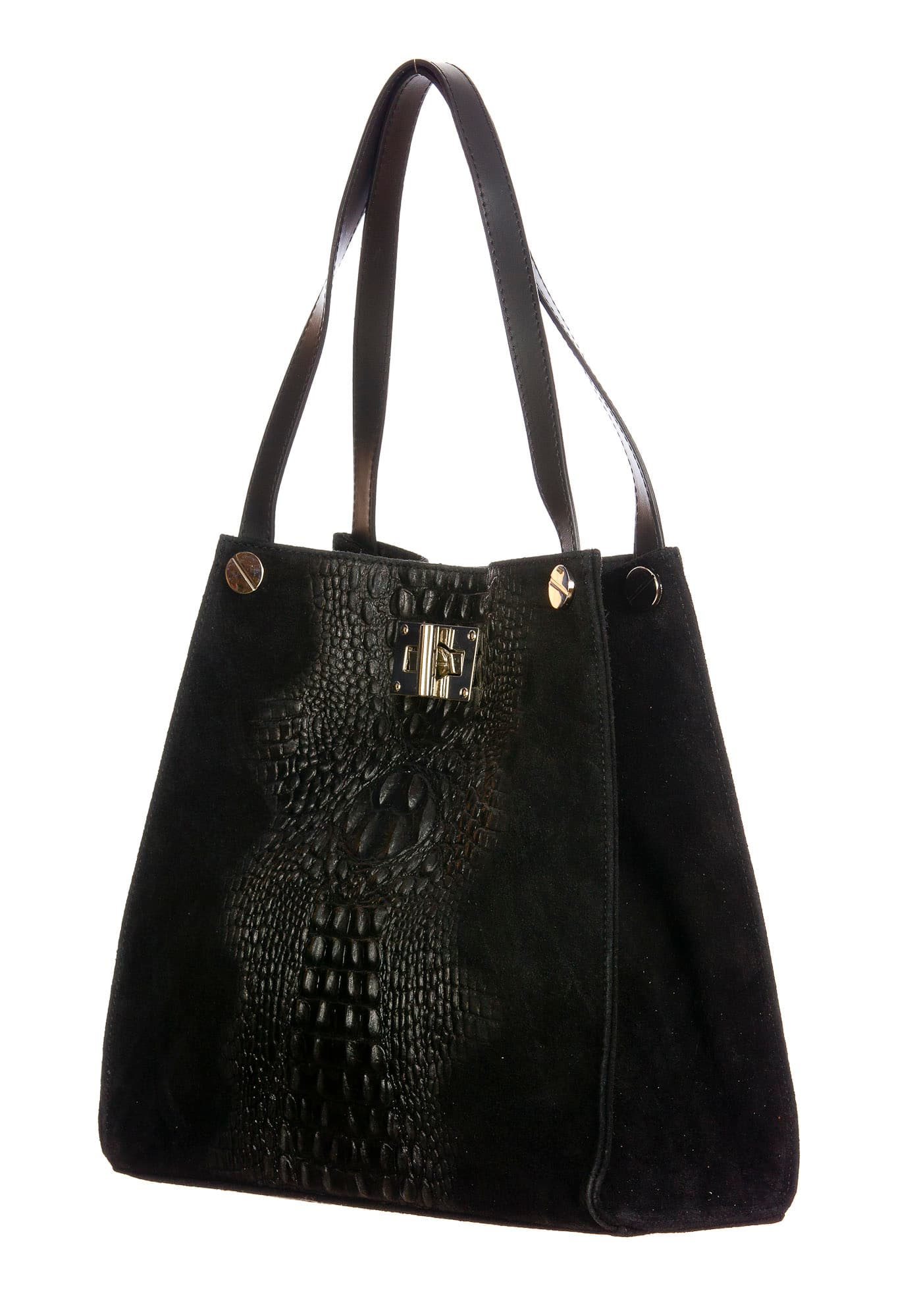 CORINNE: borsa donna a spalla, semirigida, pelle morbida, colore: NERO, Made in Italy (Borsa)