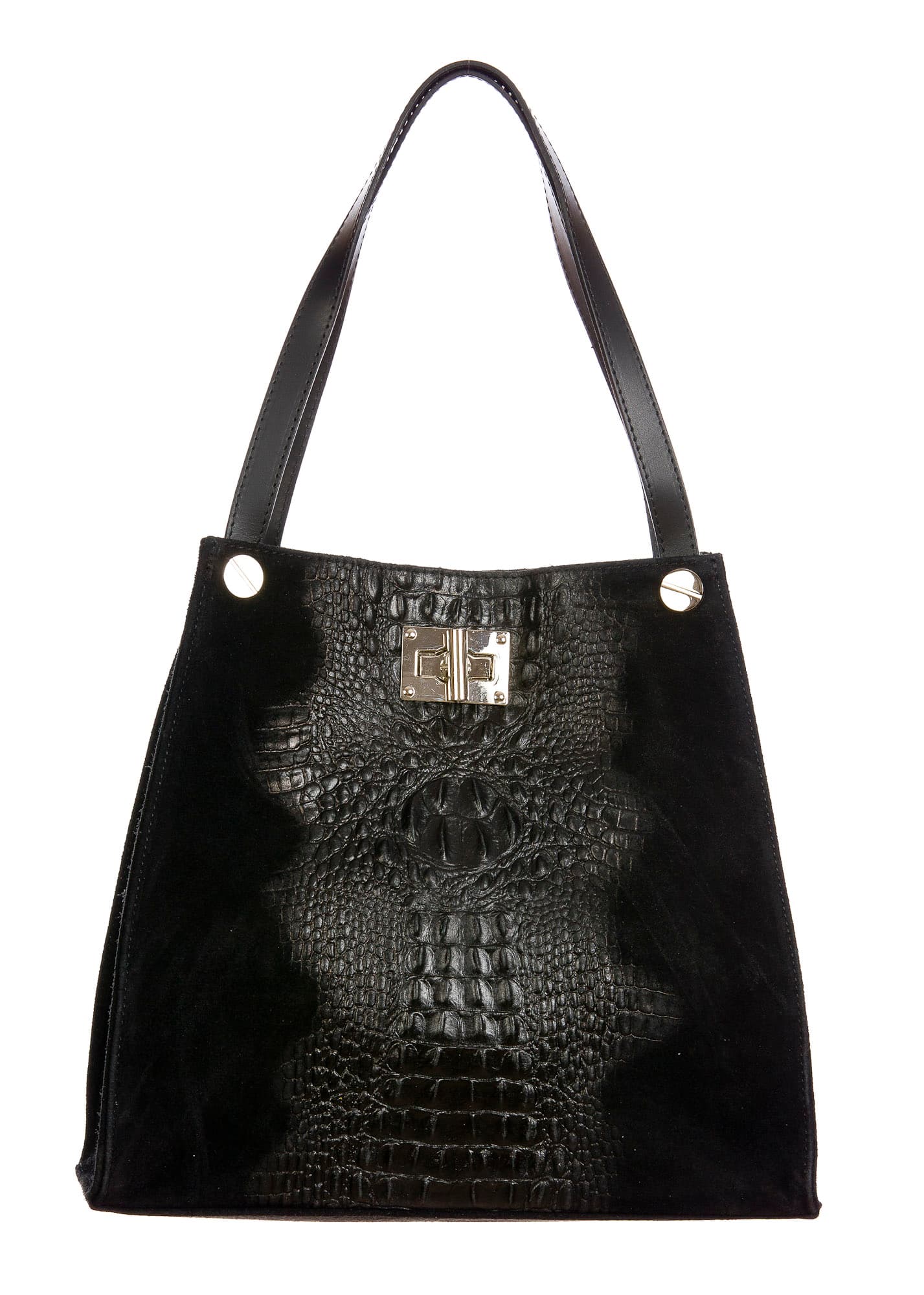 CORINNE: borsa donna a spalla, semirigida, pelle morbida, colore: NERO, Made in Italy (Borsa)