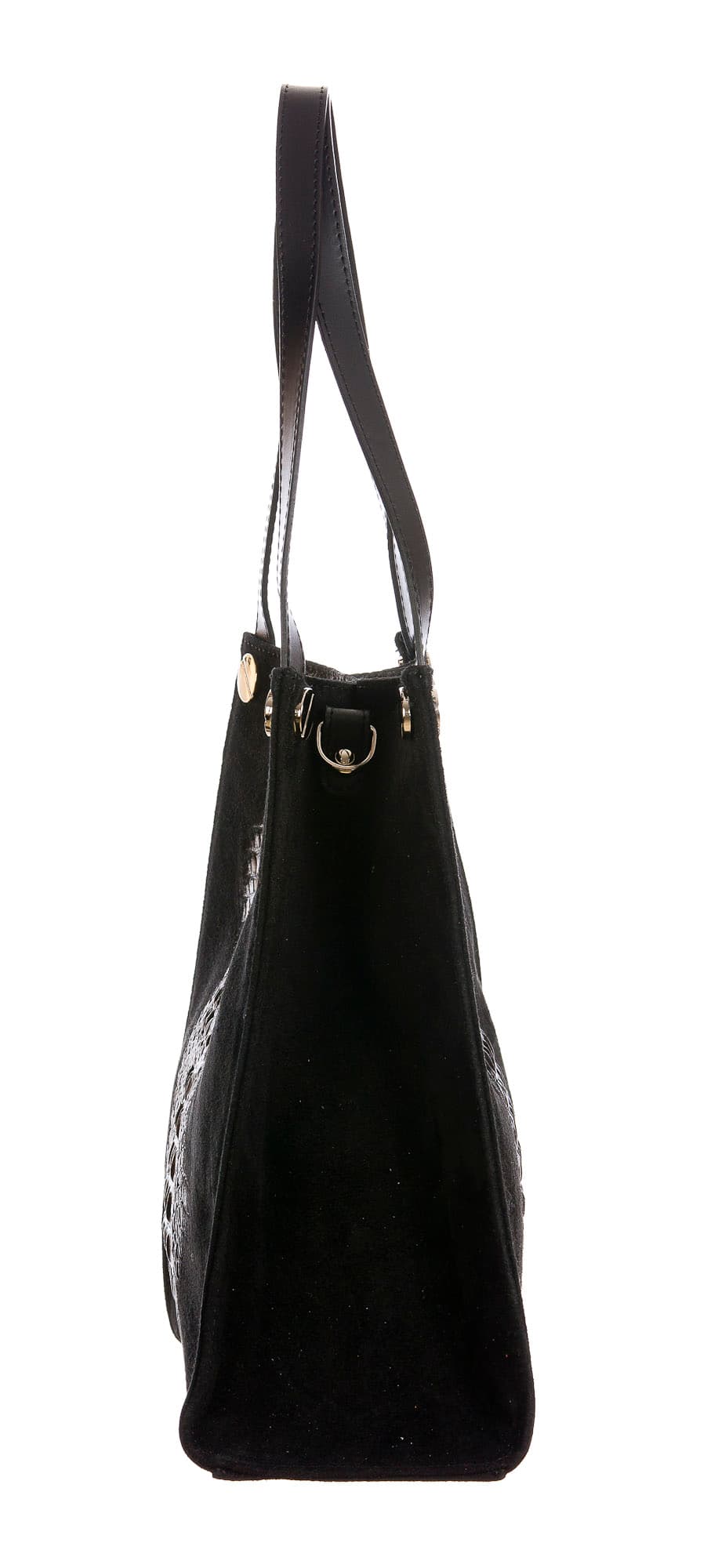 CORINNE: borsa donna a spalla, semirigida, pelle morbida, colore: NERO, Made in Italy (Borsa)