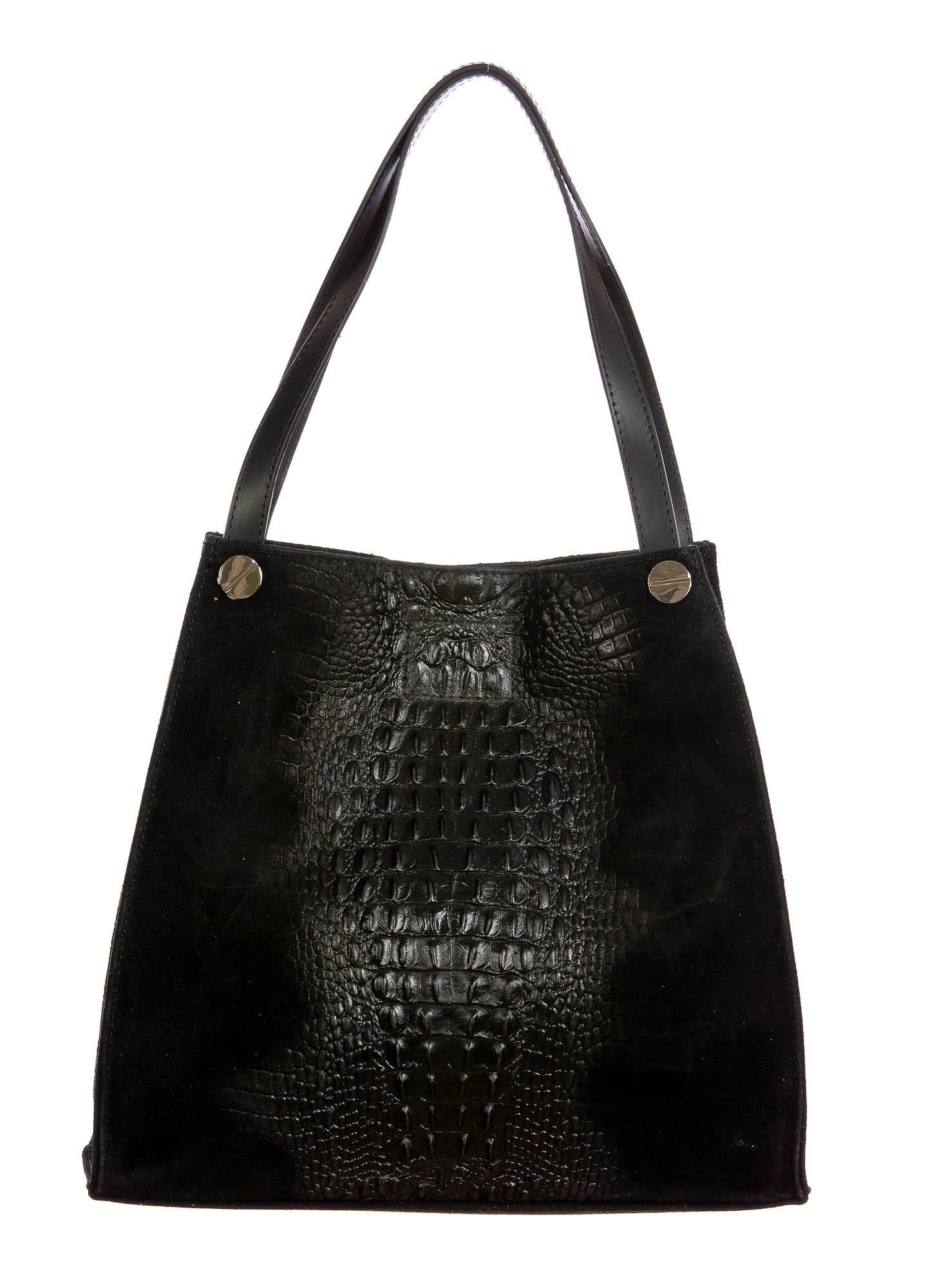 CORINNE: borsa donna a spalla, semirigida, pelle morbida, colore: NERO, Made in Italy (Borsa)