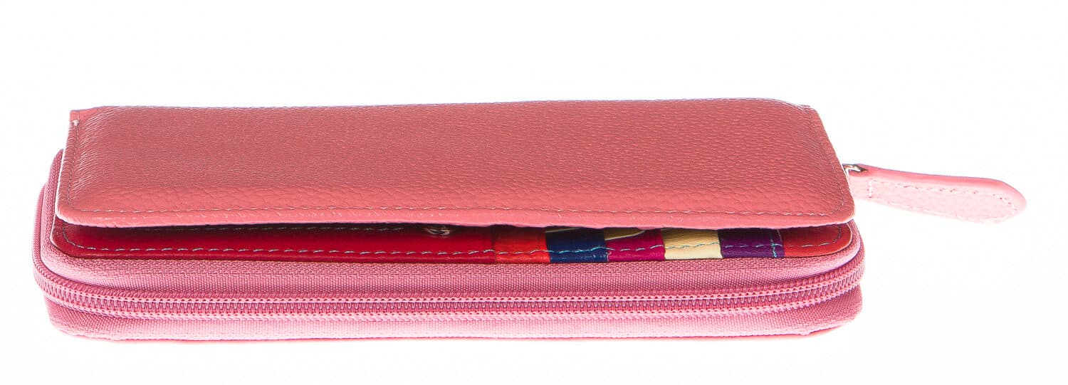 Portafoglio donna in vera pelle tradizionale SANTINI mod CAMOMILLA colore ROSA Made in Italy. (Portafoglio)