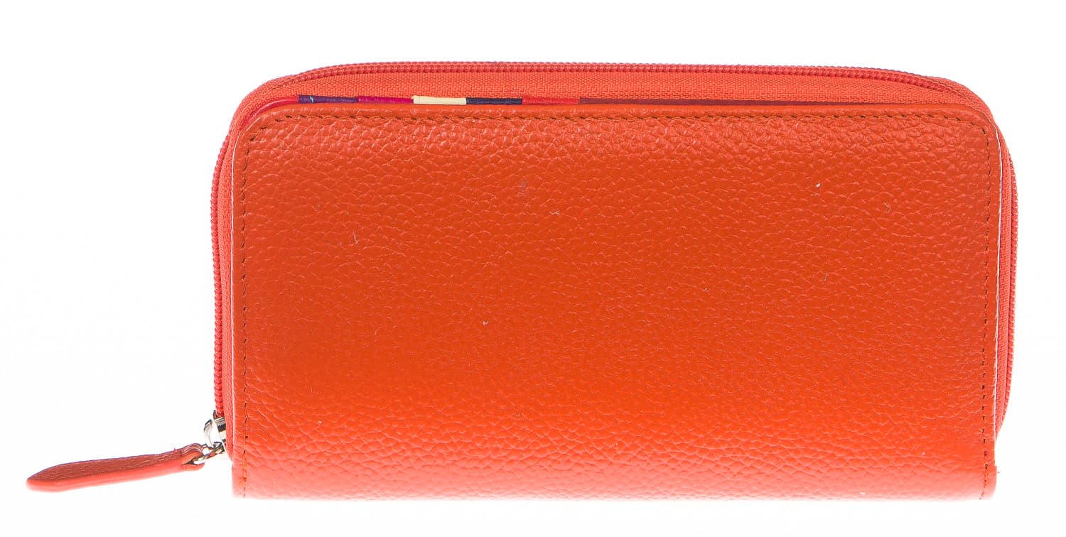 Portafoglio donna in vera pelle tradizionale SANTINI mod CAMOMILLA colore ARANCIO Made in Italy.