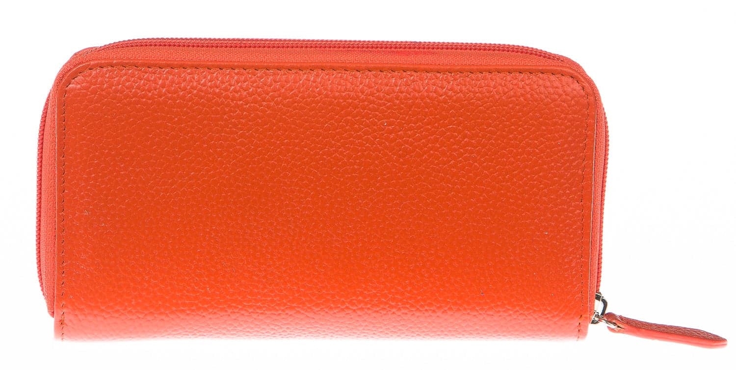 Portafoglio donna in vera pelle tradizionale SANTINI mod CAMOMILLA colore ARANCIO Made in Italy. (Portafoglio)