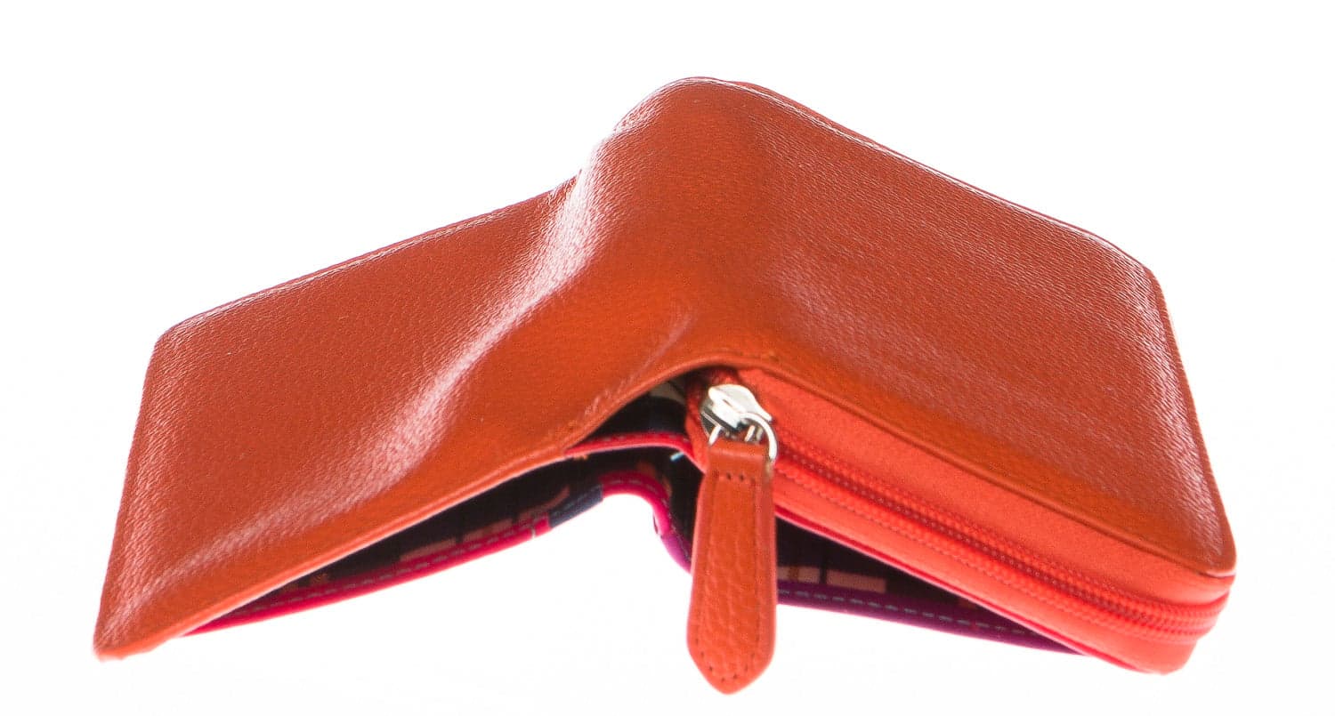 Portafoglio donna in vera pelle tradizionale SANTINI mod CAMOMILLA colore ARANCIO Made in Italy. (Portafoglio)