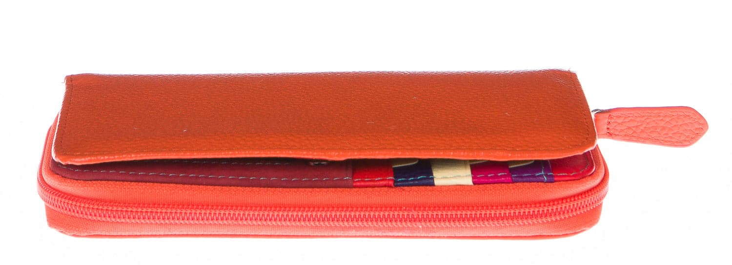 Portafoglio donna in vera pelle tradizionale SANTINI mod CAMOMILLA colore ARANCIO Made in Italy. (Portafoglio)