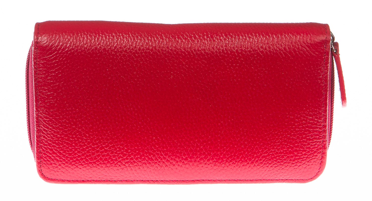 Portafoglio donna in vera pelle tradizionale SANTINI mod CAMOMILLA colore ROSSO Made in Italy.