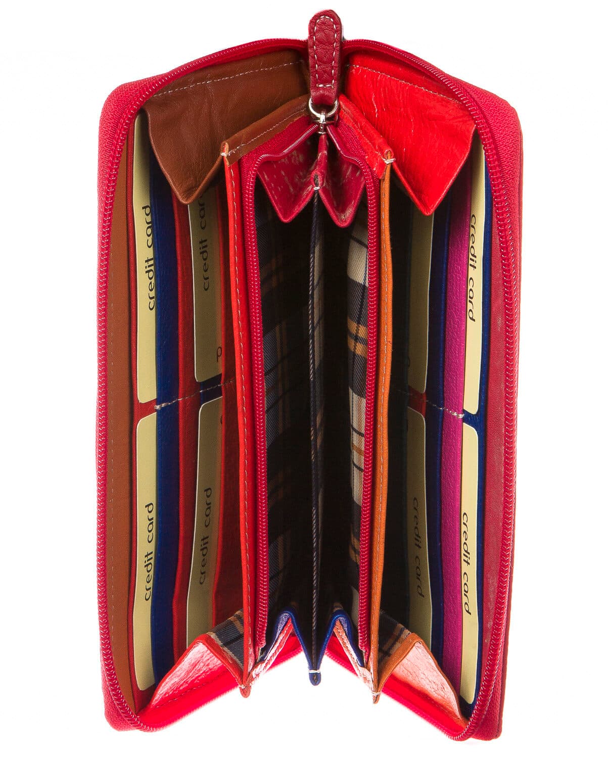 Portafoglio donna in vera pelle tradizionale SANTINI mod BIANCOSPINO colore ROSSO Made in Italy. (Portafoglio