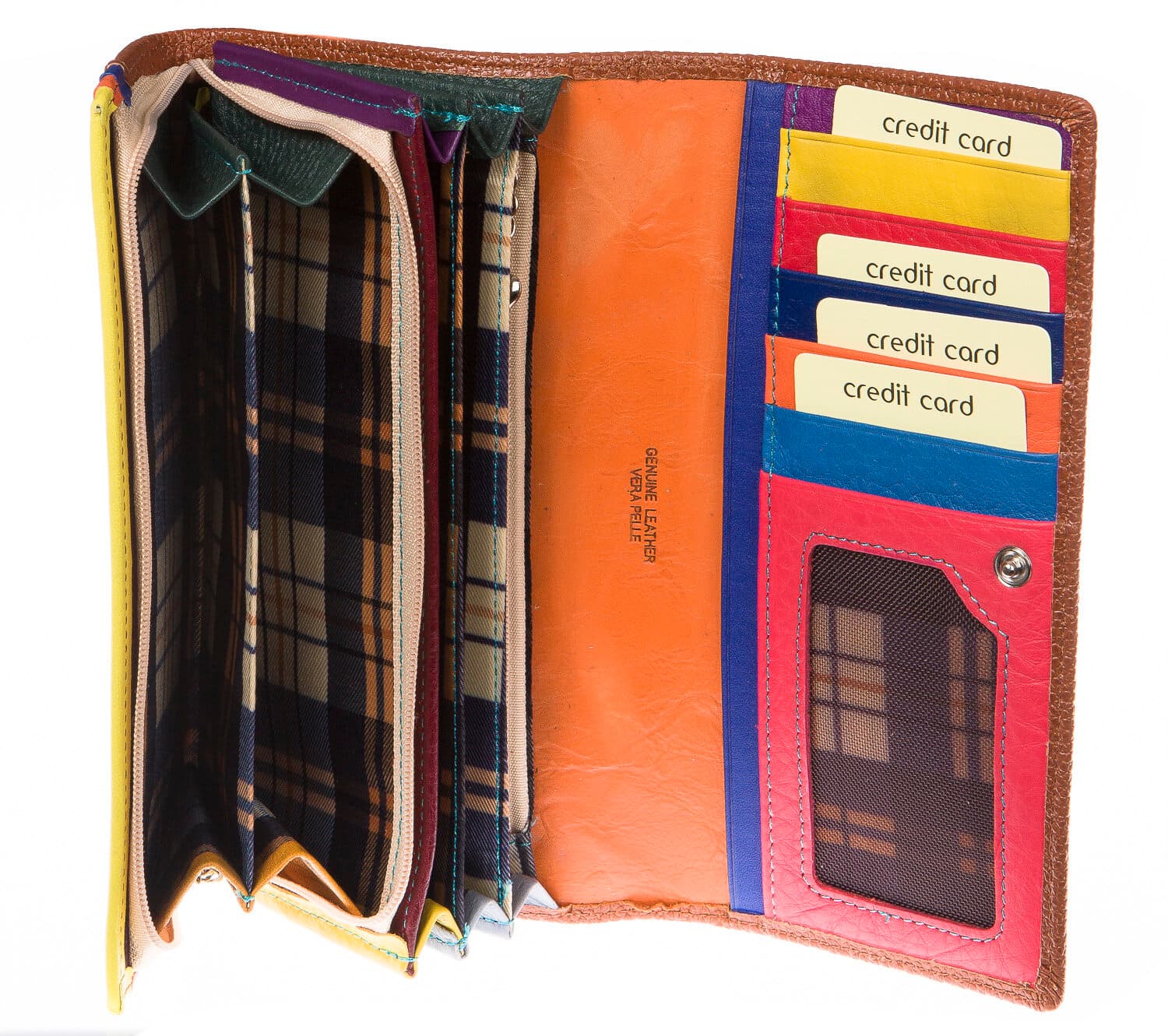 Portafoglio donna in vera pelle tradizionale SANTINI mod ORCHIDEA colore MARRONE Made in Italy. (Portafoglio