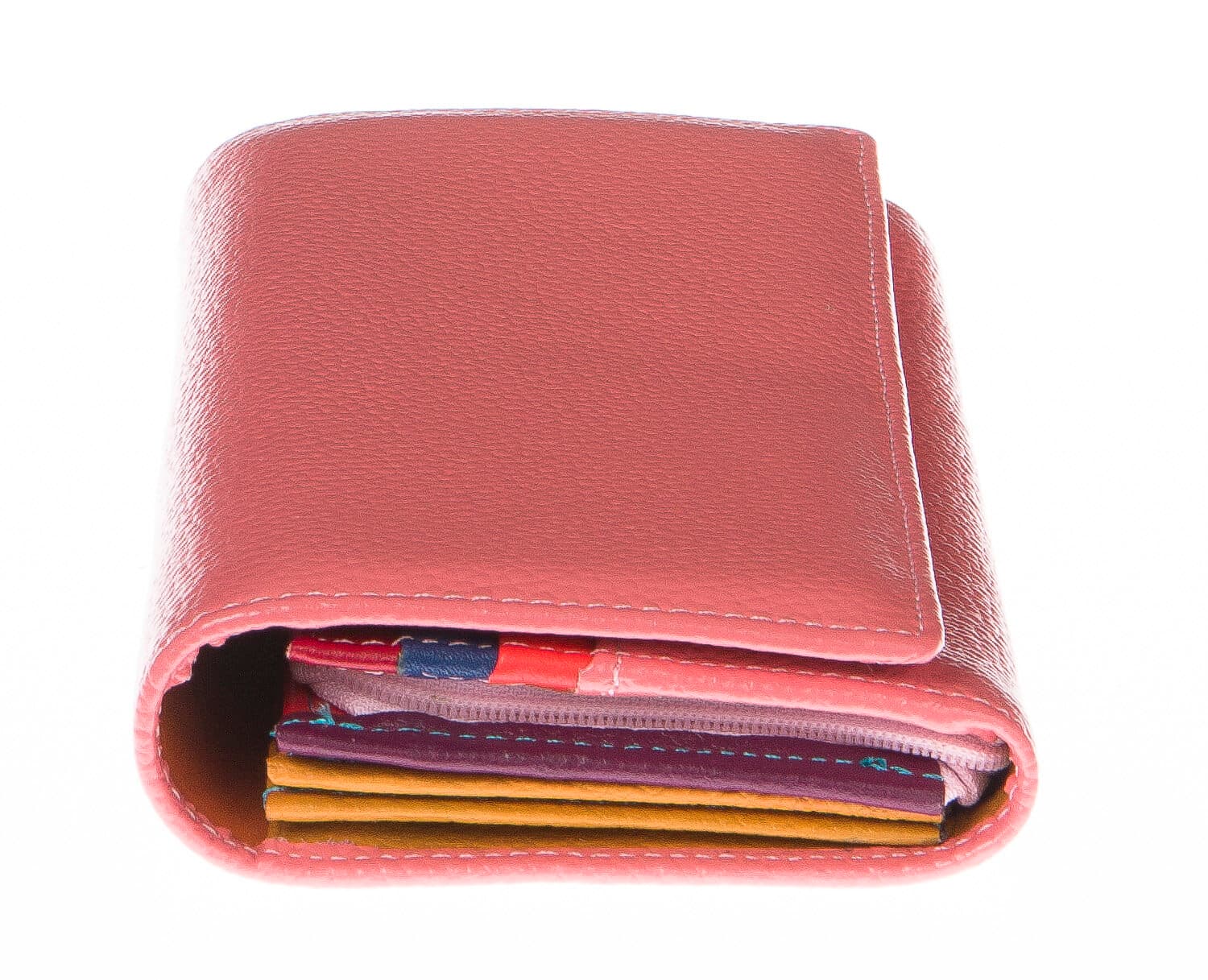 Portafoglio donna in vera pelle tradizionale SANTINI mod SURFINIA colore ROSA Made in Italy. (Portafoglio