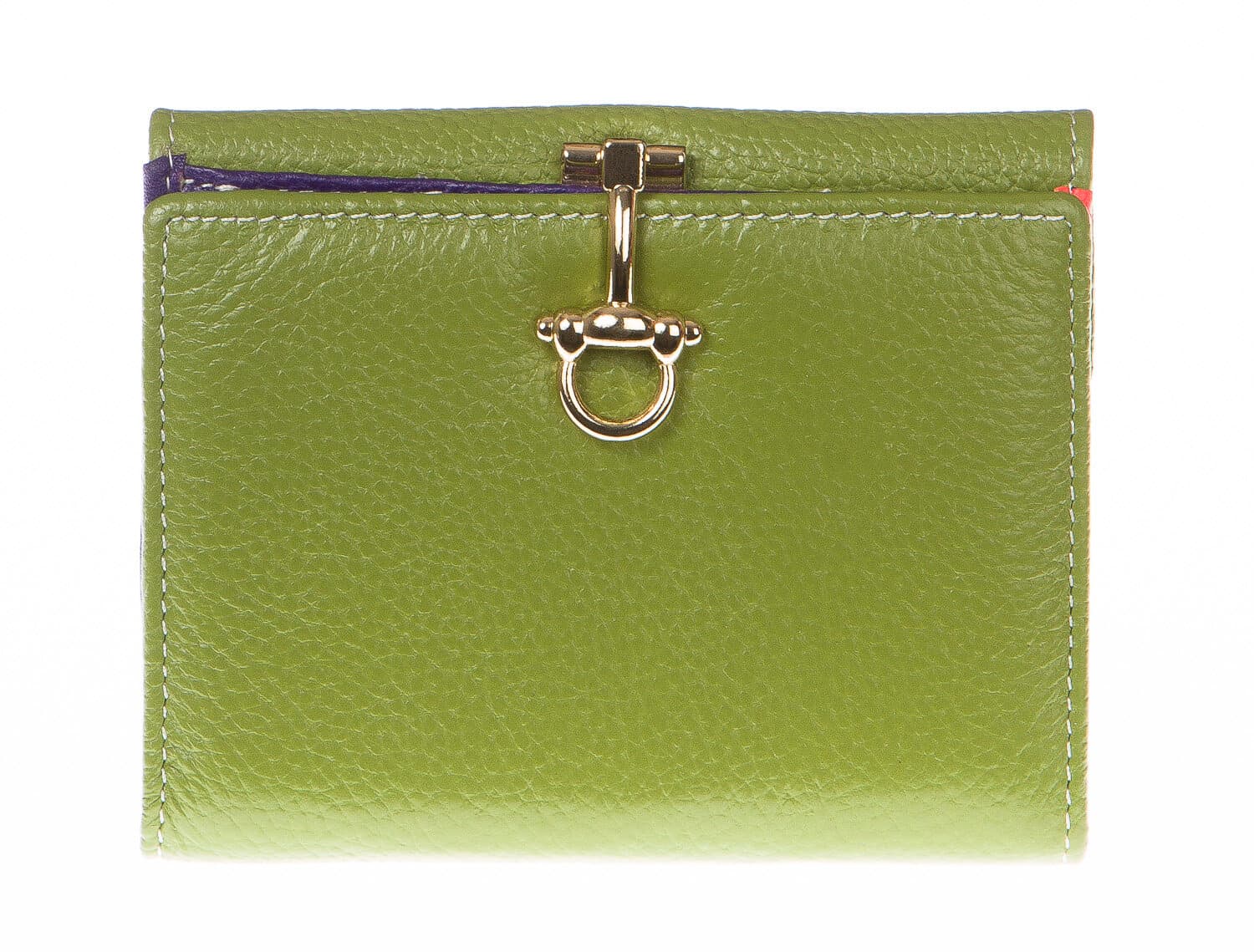 Portafoglio donna in vera pelle tradizionale SANTINI mod MIMOSA colore VERDE Made in Italy.