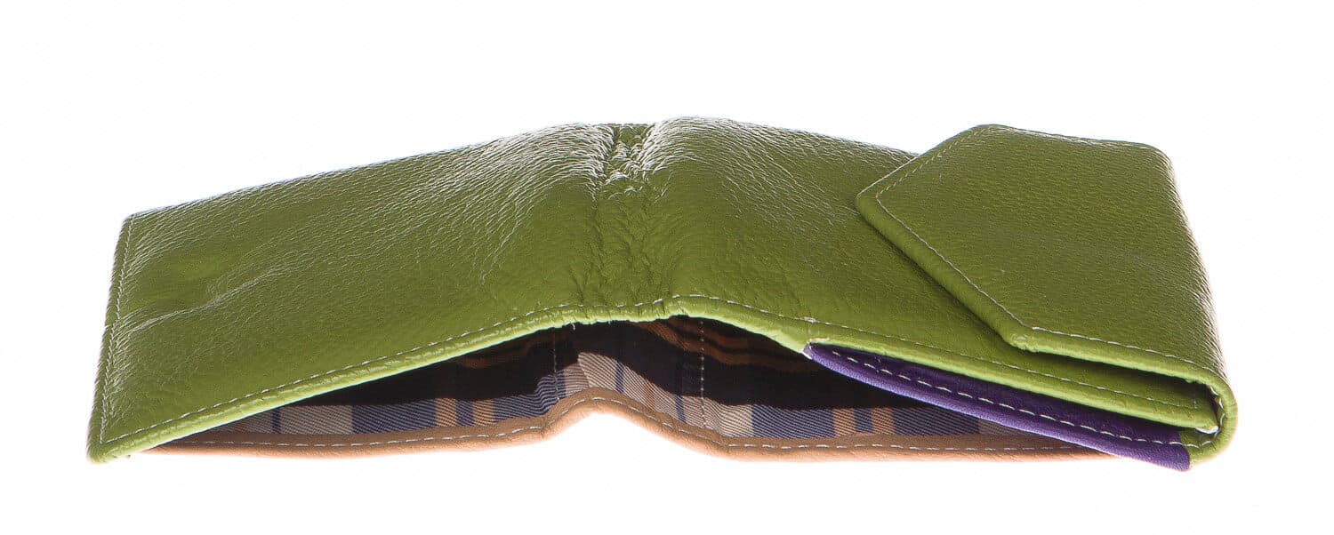 Portafoglio donna in vera pelle tradizionale SANTINI mod MIMOSA colore VERDE Made in Italy.