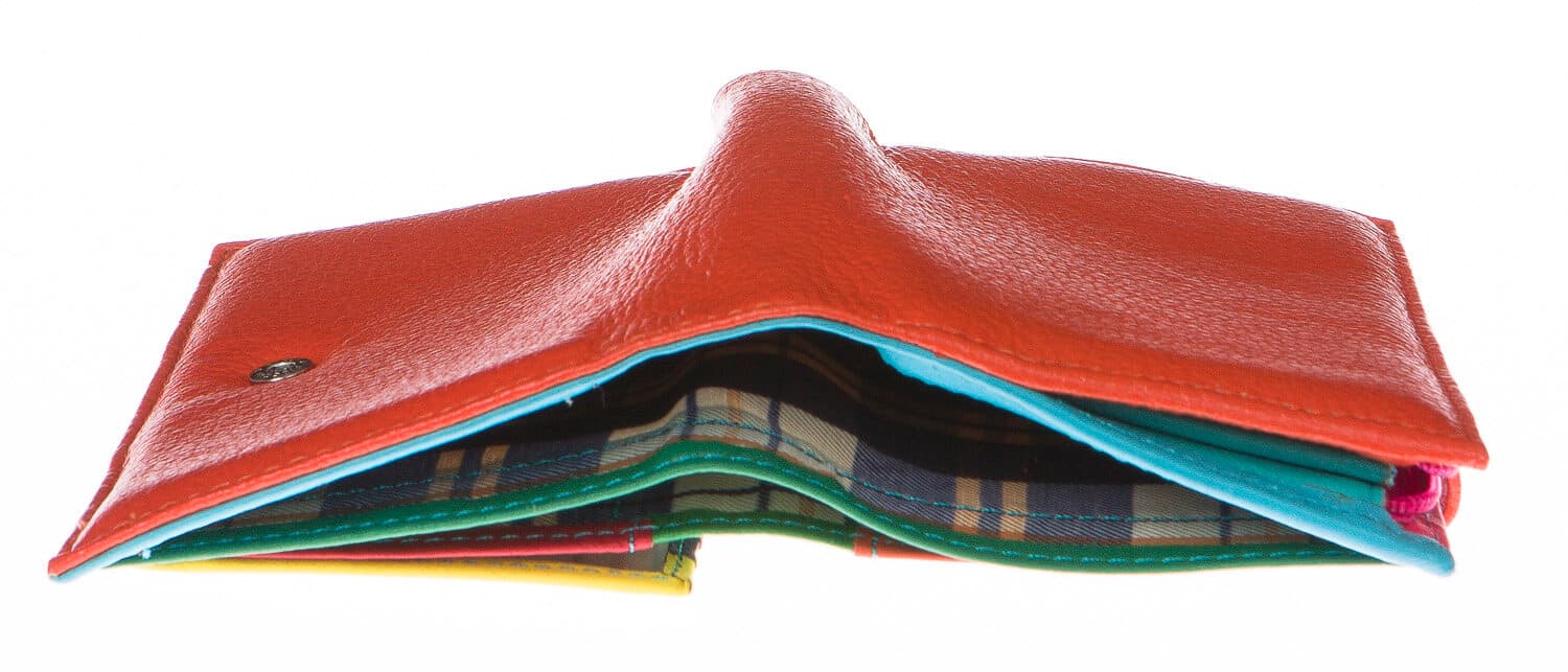 Portafoglio donna in vera pelle tradizionale SANTINI mod NINFEA colore ARANCIO Made in Italy.