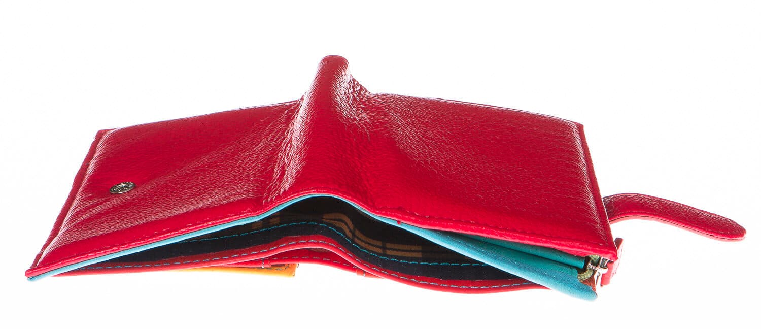 Portafoglio donna in vera pelle tradizionale SANTINI mod NINFEA colore ROSSO Made in Italy.