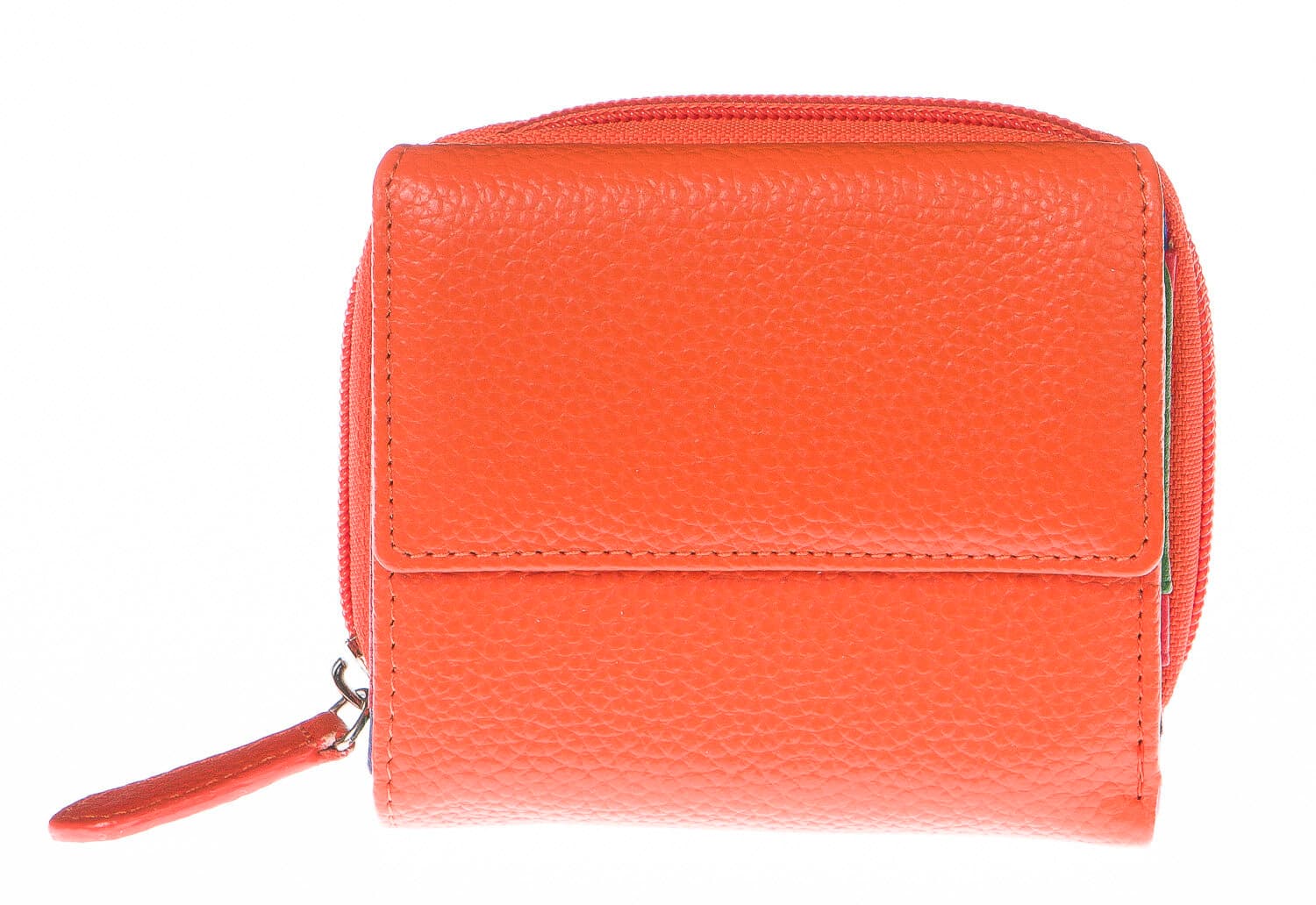 Portafoglio donna in vera pelle tradizionale SANTINI mod BEGONIA colore ARANCIO Made in Italy.