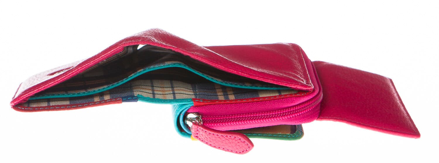 Portafoglio donna in vera pelle tradizionale SANTINI mod BEGONIA colore FUCSIA Made in Italy. (Portafoglio)