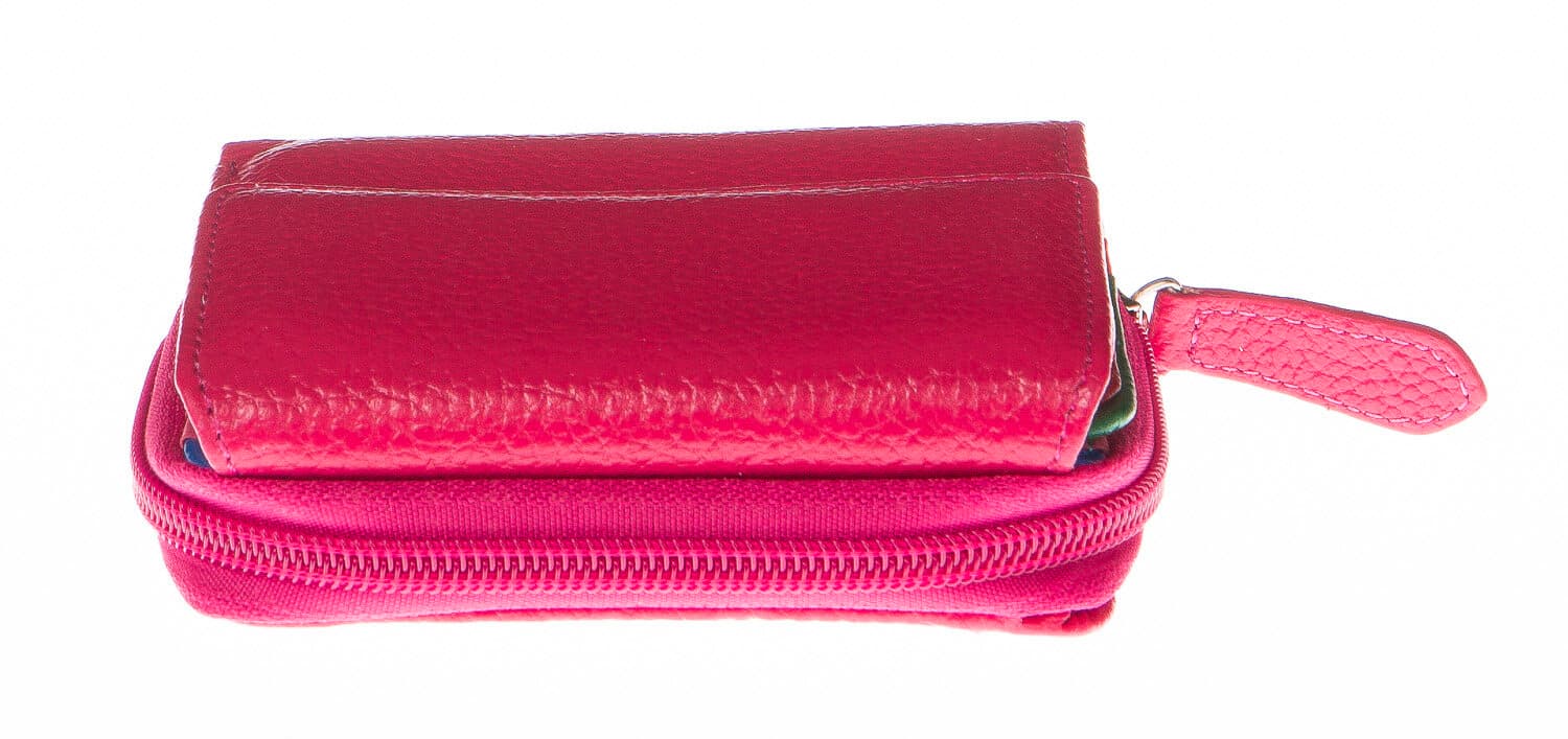 Portafoglio donna in vera pelle tradizionale SANTINI mod BEGONIA colore FUCSIA Made in Italy. (Portafoglio)