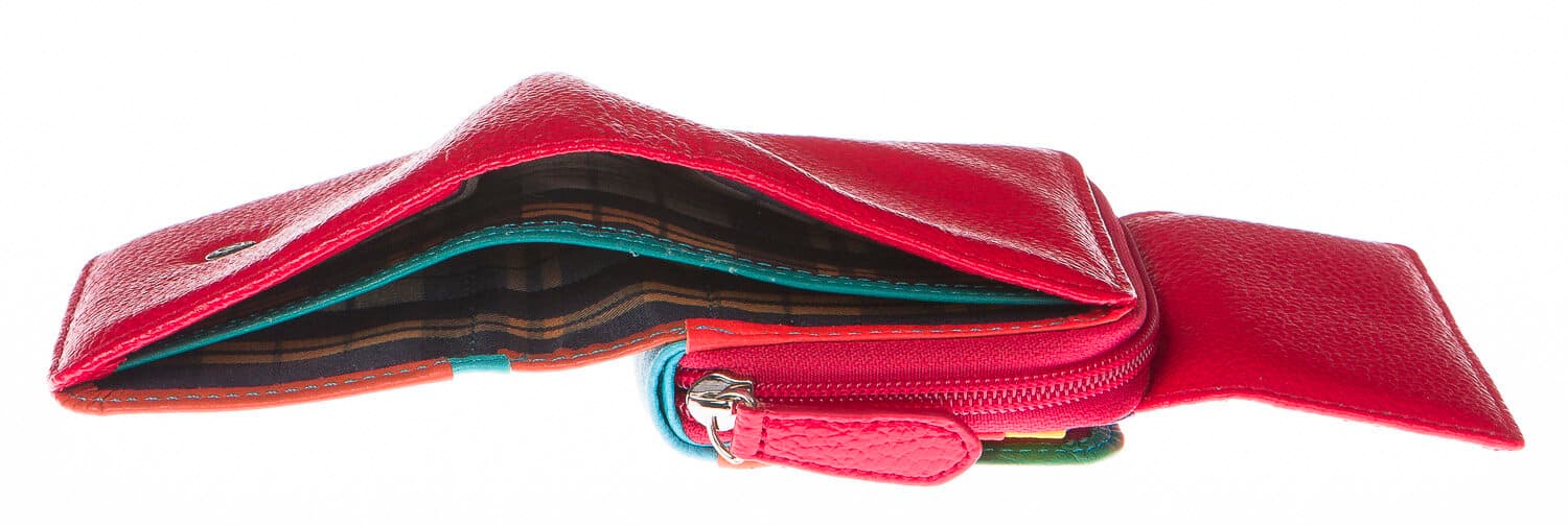 Portafoglio donna in vera pelle tradizionale SANTINI mod BEGONIA colore ROSSO Made in Italy. (Portafoglio