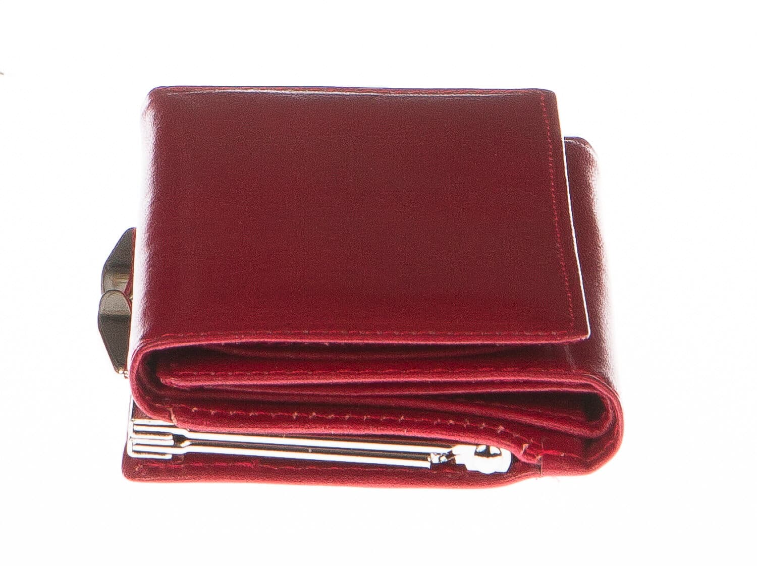 Portafoglio donna in vera pelle tradizionale SANTINI mod PETUNIA colore ROSSO Made in Italy.