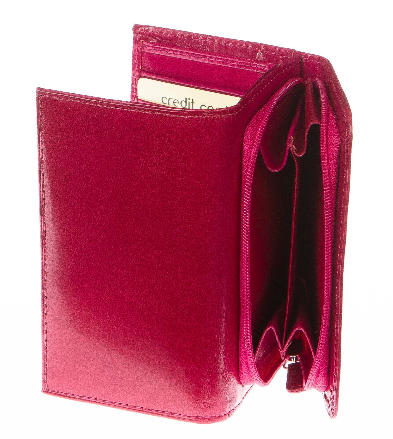 Portafoglio donna in vera pelle tradizionale SANTINI mod IBISCO colore FUCSIA Made in Italy