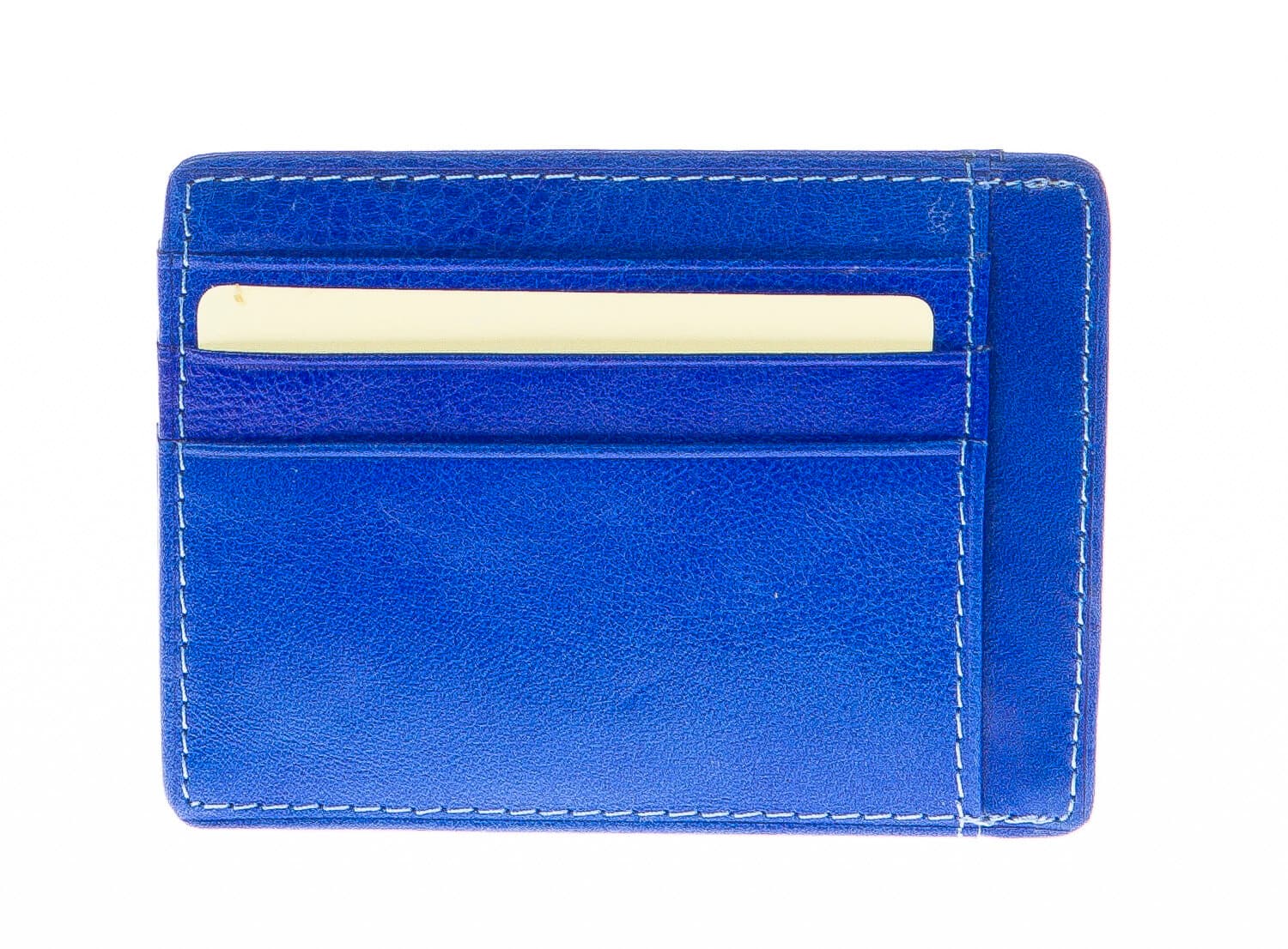 Portatessere - Carte di Credito unisex in vera pelle HONG KONG, colore BLU, CHIAROSCURO, MADE IN ITALY