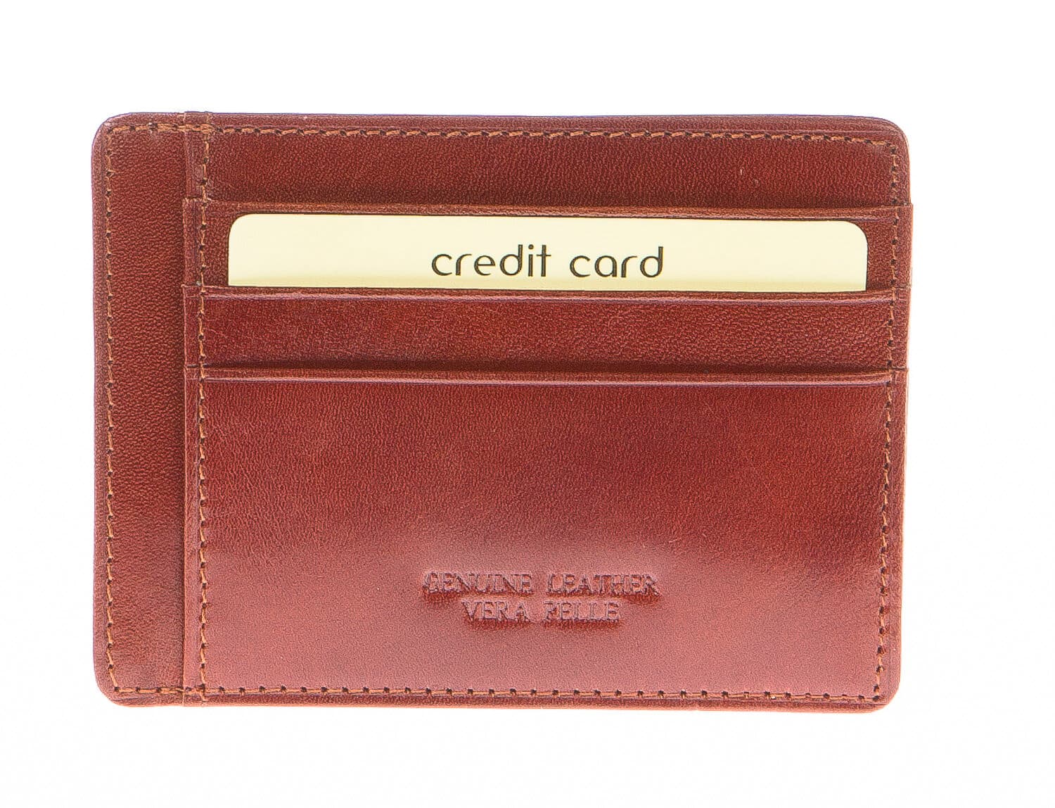 Porta tessere - carte di credito uomo / donna in vera pelle tradizionale SANTINI, mod POLONIA, colore MARRONE, Made in Italy.