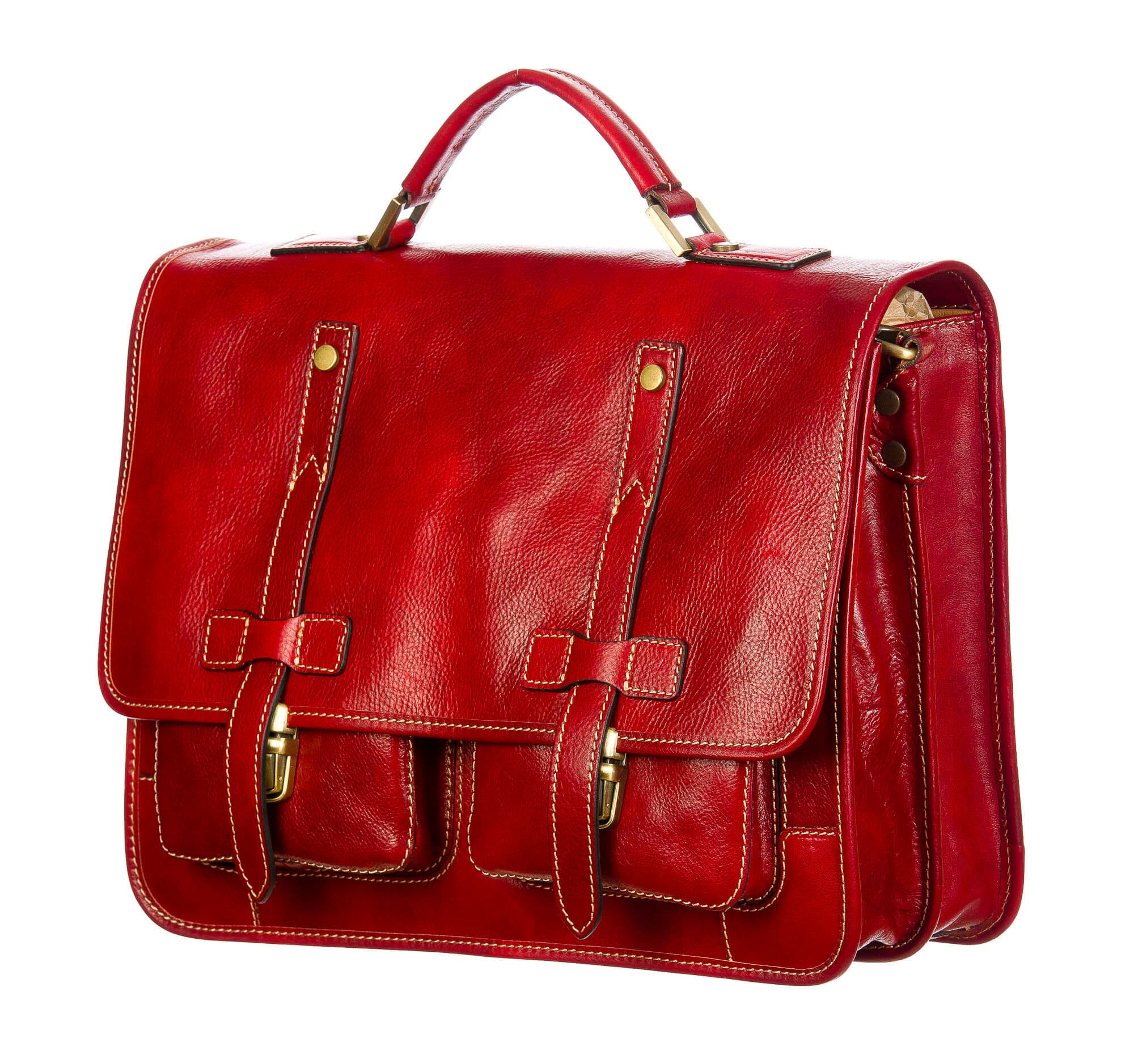 ERNESTO: cartella /borsa, zaino ufficio uomo, in cuoio, colore: ROSSO, Made in Italy