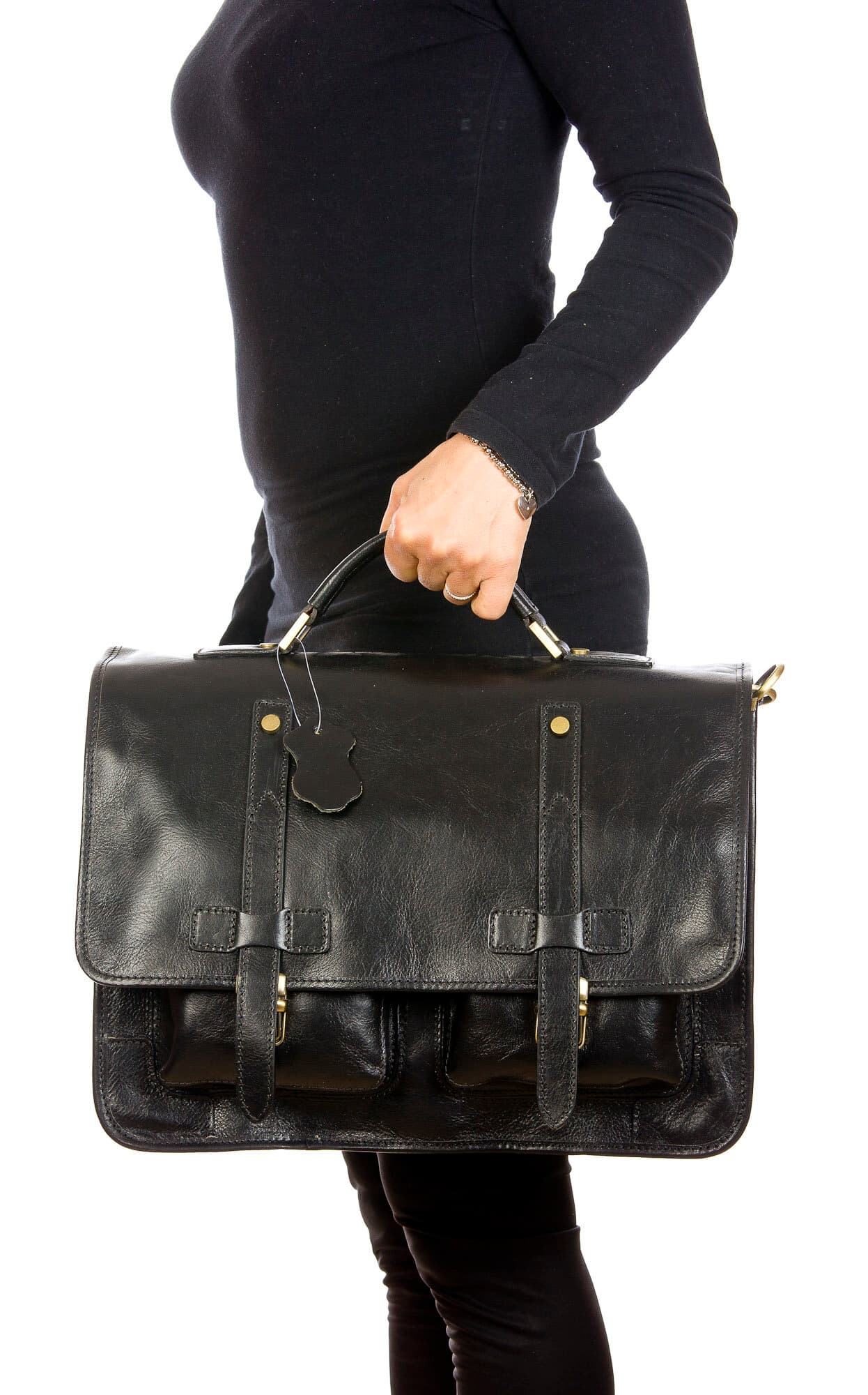 ERNESTO: cartella /borsa ufficio uomo, in cuoio, colore: NERO, Made in Italy