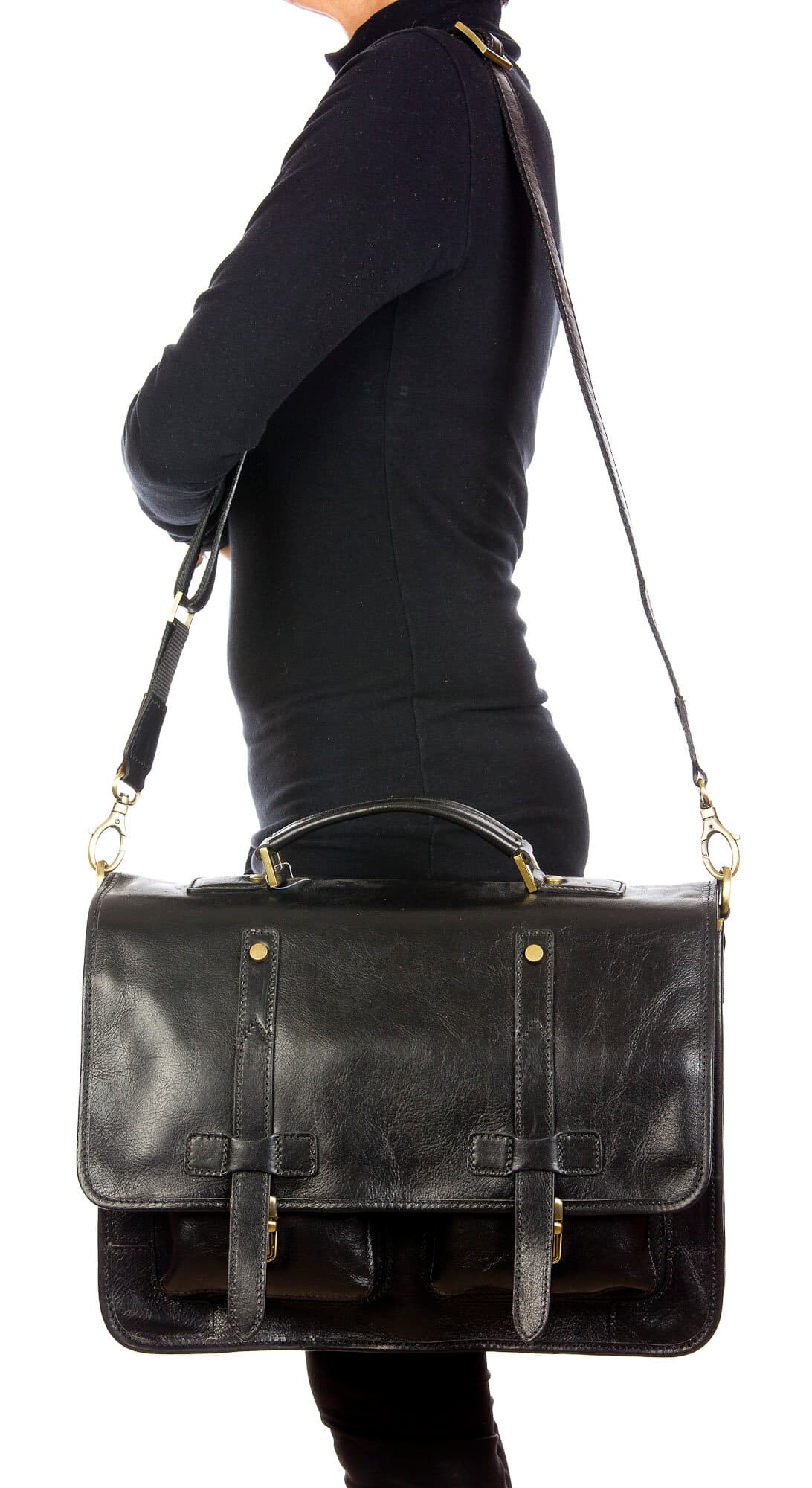 ERNESTO: cartella /borsa ufficio uomo, in cuoio, colore: NERO, Made in Italy