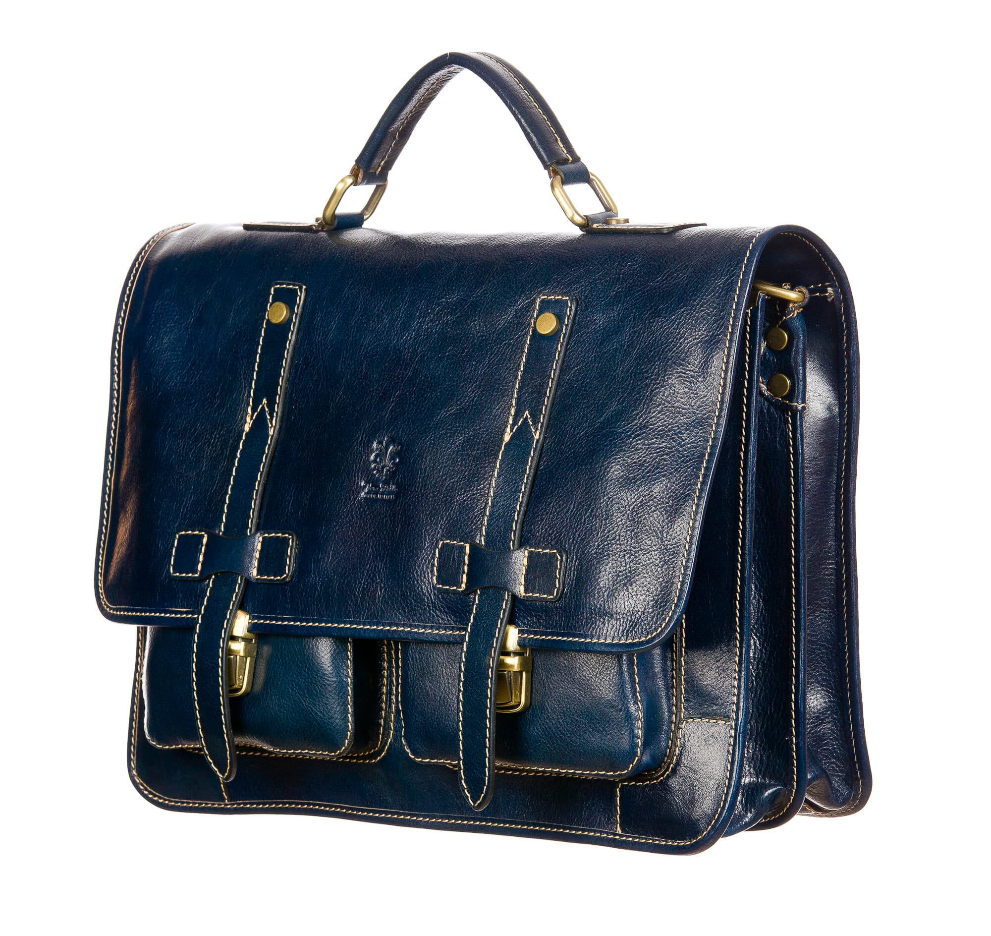 ERNESTO: cartella /borsa ufficio uomo, in cuoio, colore: BLU, Made in Italy
