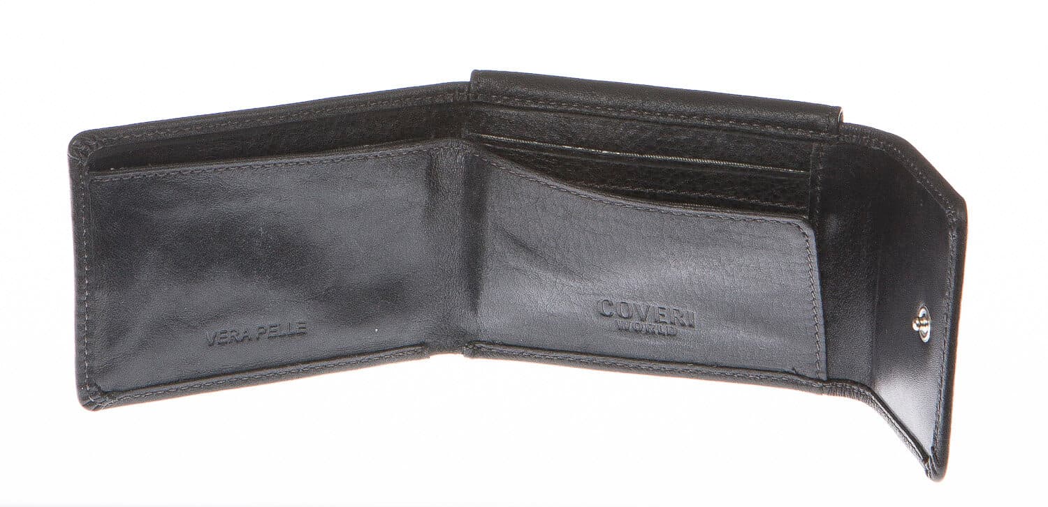 Portafoglio uomo in vera pelle sauvage COVERI, mod ARMENIA, colore NERO Made in Italy.