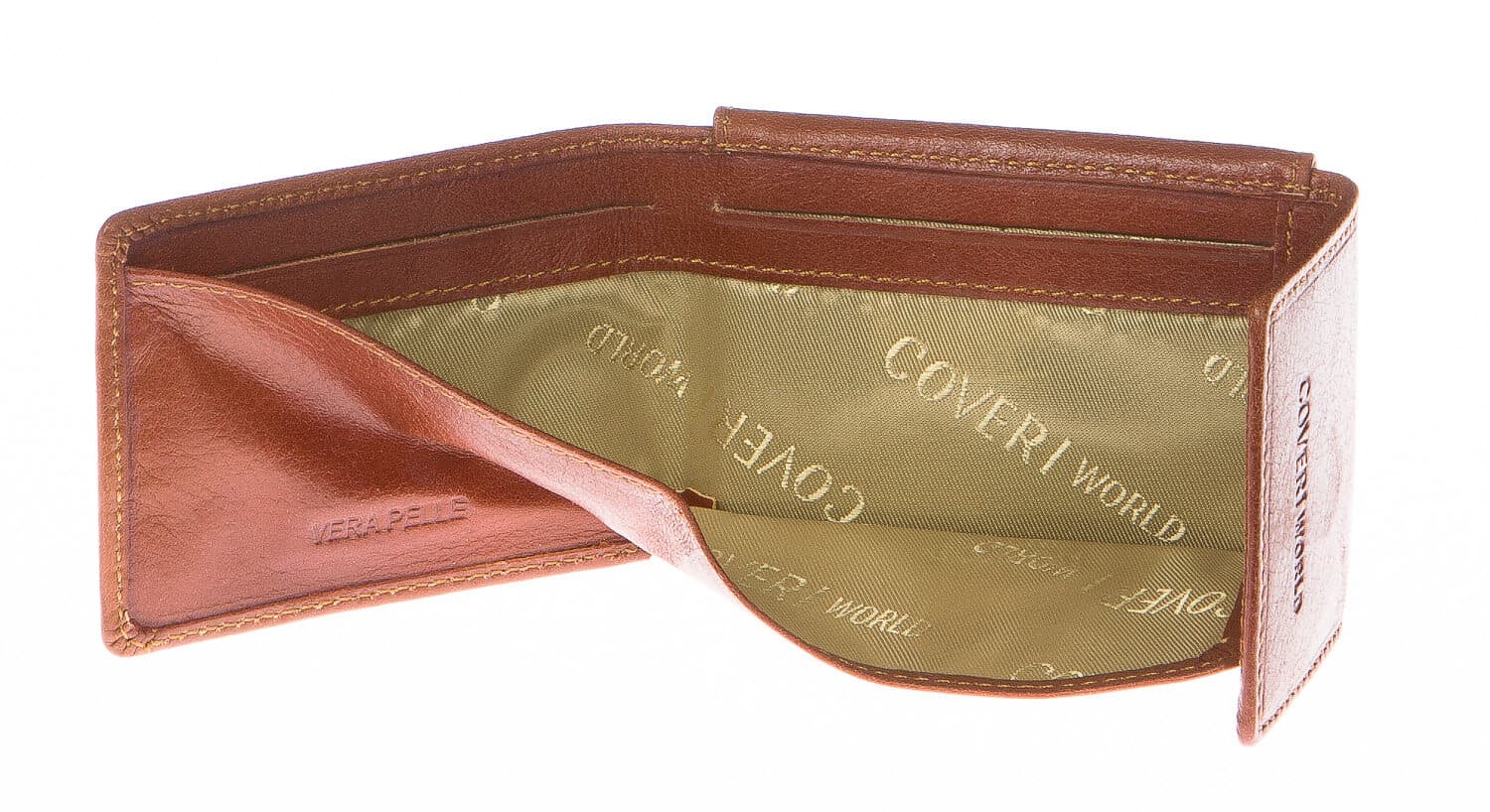 Portafoglio uomo in vera pelle sauvage COVERI, mod ARMENIA, colore MARRONE Made in Italy.