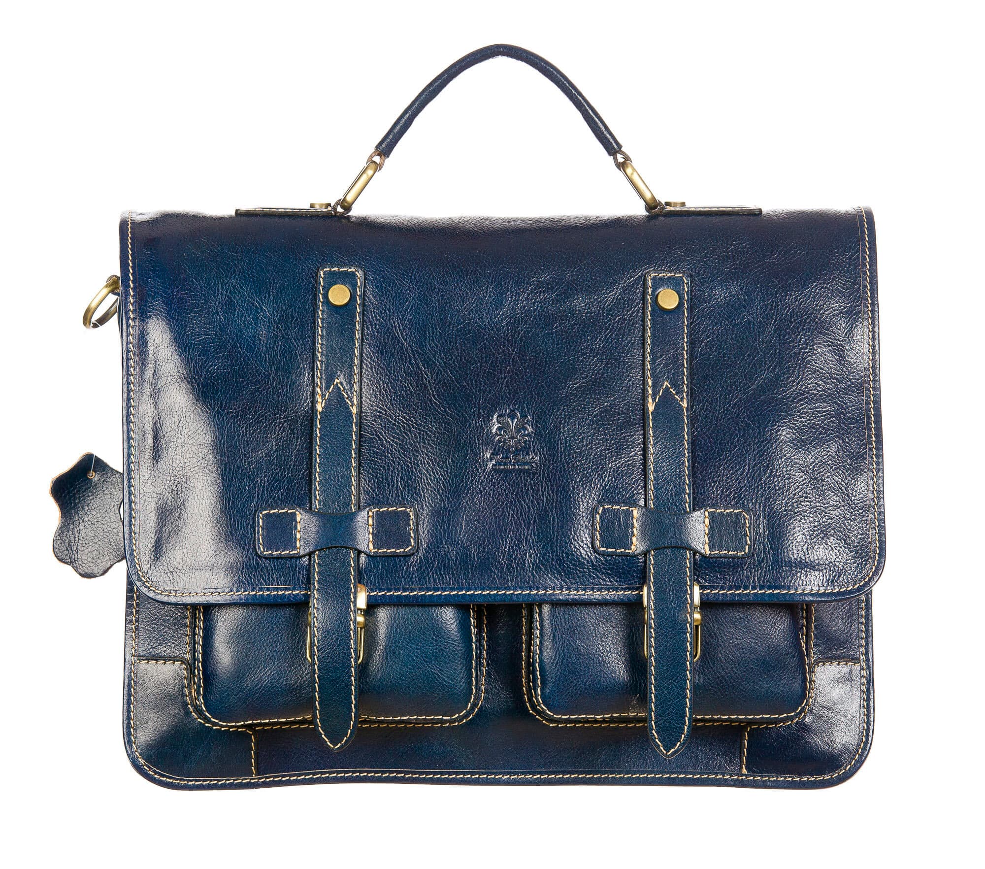 ERNESTO: cartella /borsa ufficio uomo, in cuoio, colore: BLU, Made in Italy