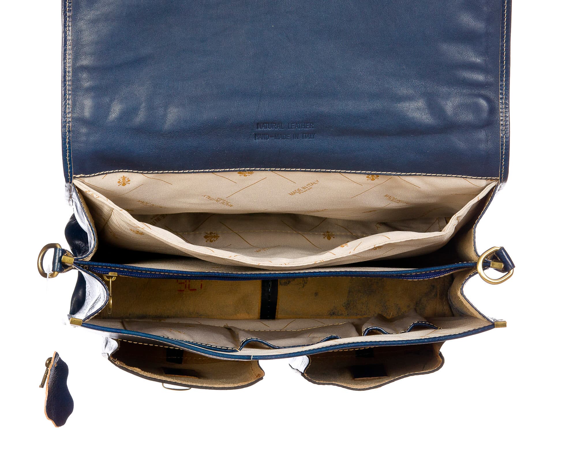 ERNESTO: cartella /borsa ufficio uomo, in cuoio, colore: BLU, Made in Italy