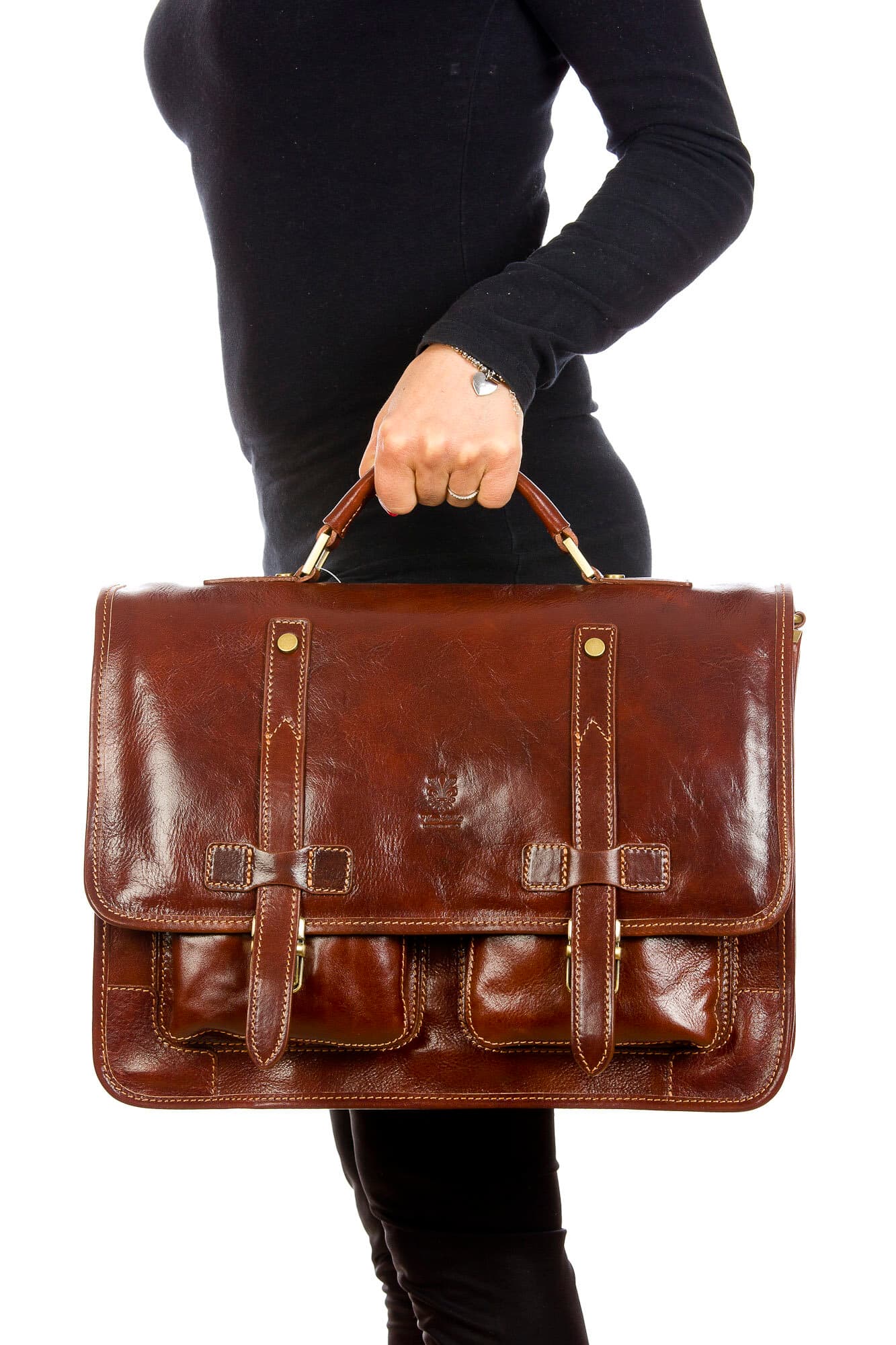 ERNESTO: cartella /borsa ufficio uomo, in cuoio, colore: TESTAMORO, Made in Italy
