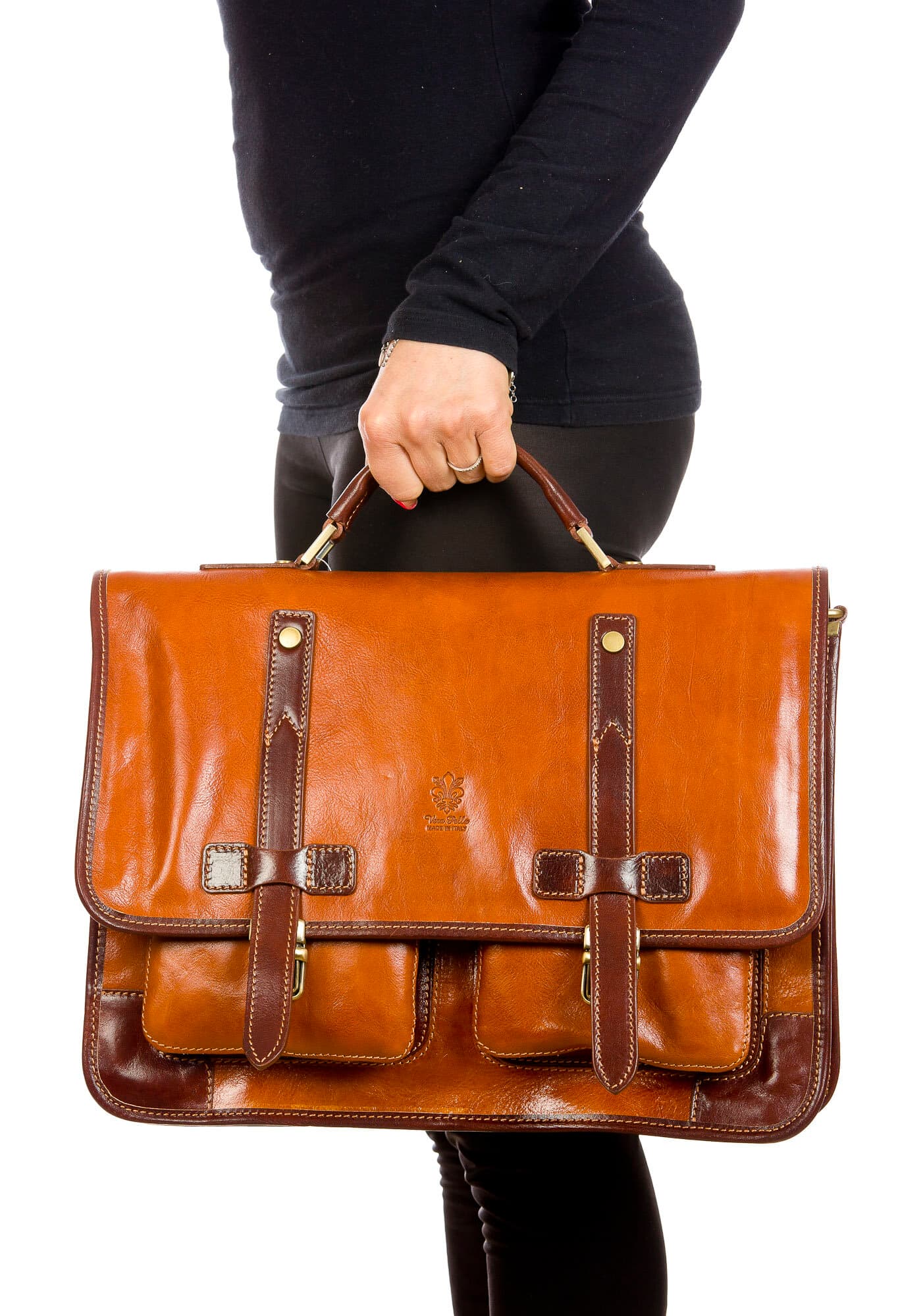 ERNESTO: cartella /borsa ufficio unisex, in cuoio, colore: MIELE / TESTAMORO, Made in Italy (Borsa)