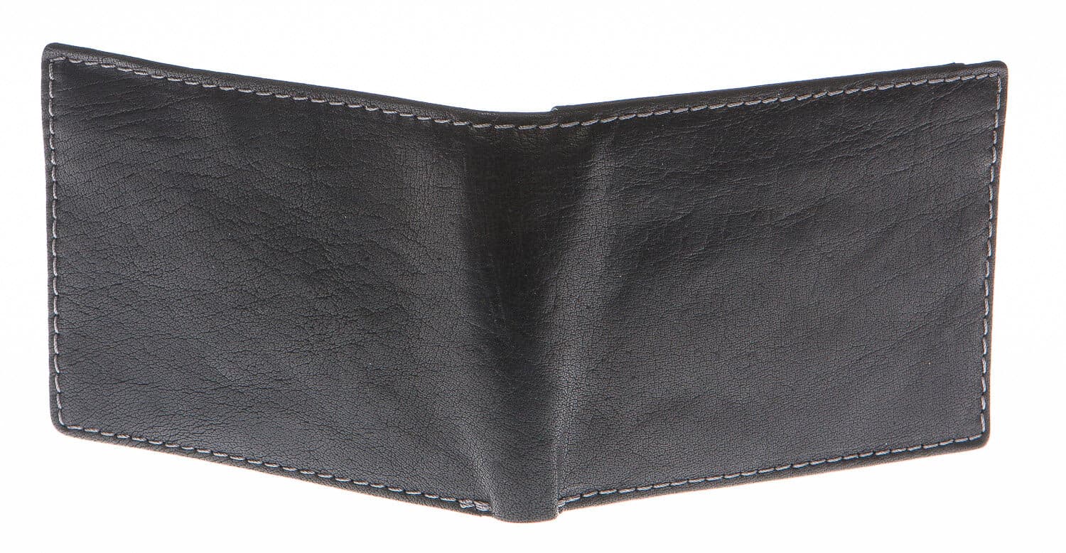 Portafoglio uomo in vera pelle sauvage SANTINI, mod LUSSEMBURGO mini, colore NERO Made in Italy.