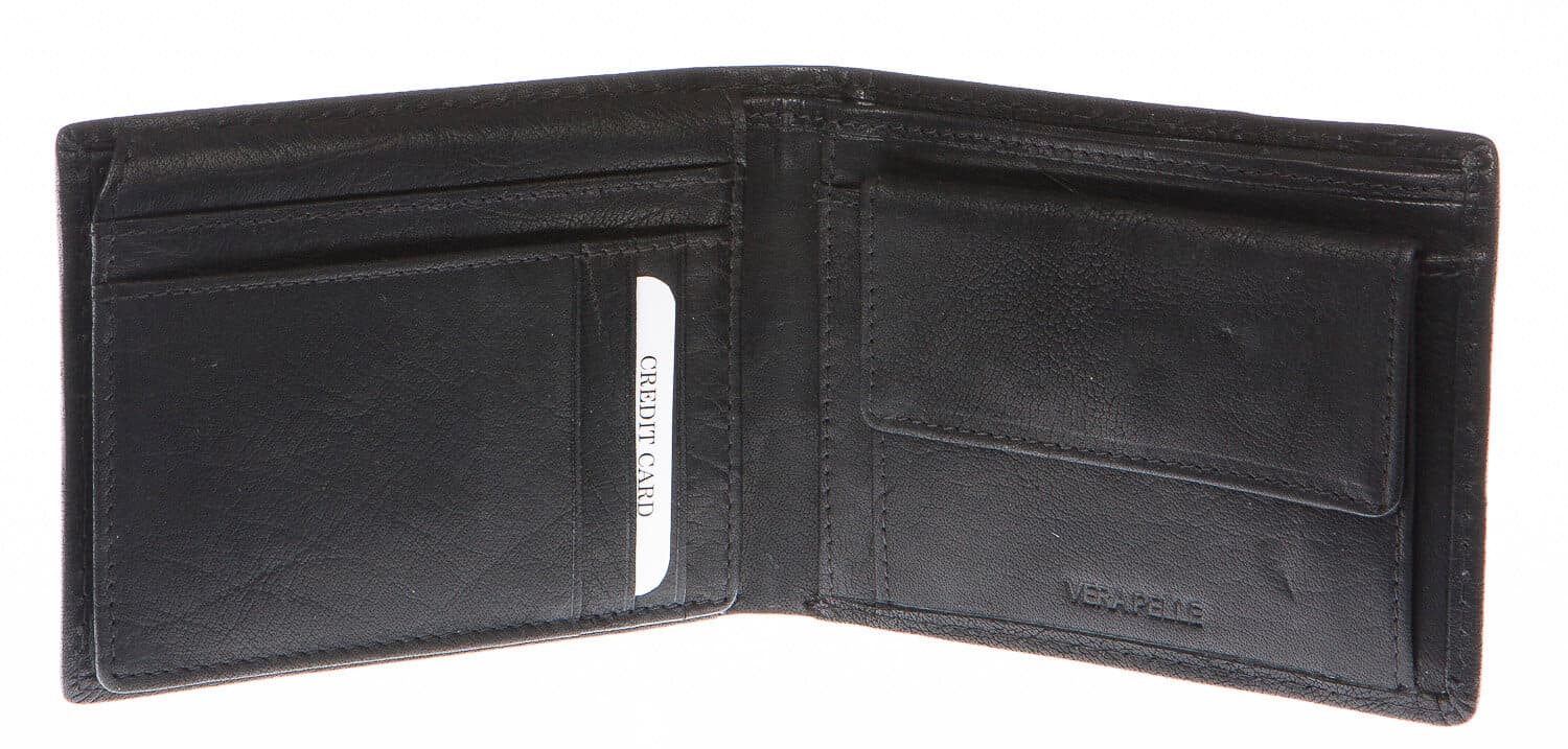 Portafoglio uomo in vera pelle sauvage SANTINI, mod LUSSEMBURGO mini, colore NERO Made in Italy.